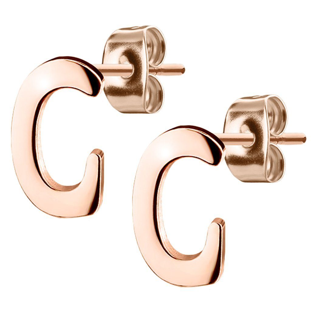Paar Ohrstecker Ohrringe Buchstaben Alphabet Roségold vergoldet Ohrstecker Stecker
