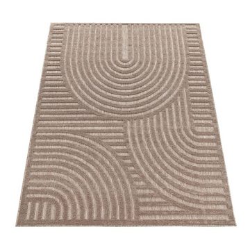 Teppich Indoor und Outdoor Teppich wetterfest Barcelona Wave Boho Style, TaraCarpet, rechteckig, Höhe: 10 mm, Wave Boho beige Wohnzimmer Schlafzimmer Esszimmer 80X250