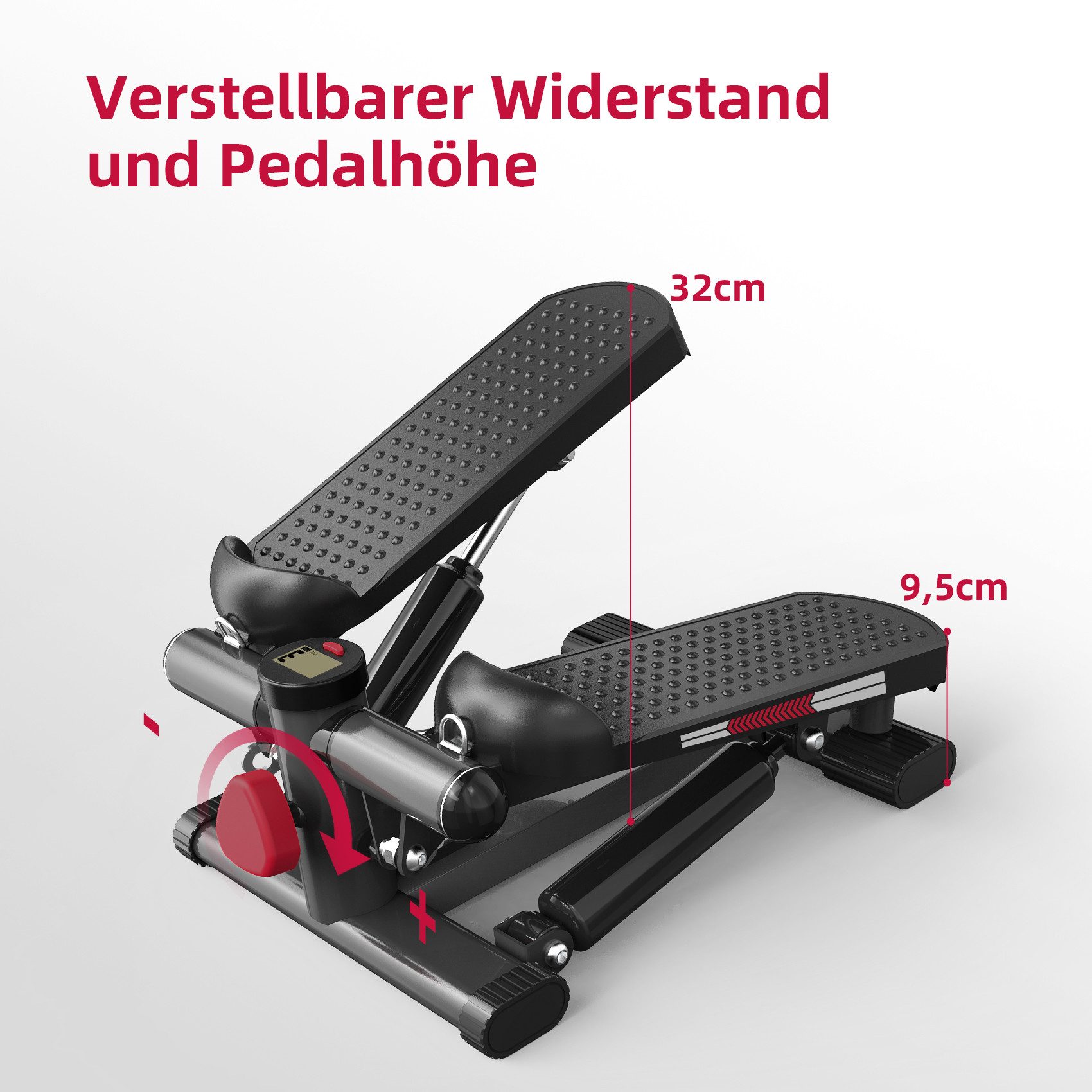 JASPORT Mini-Stepper ST1 2-in-1 Mini Stepper mit Widerstandsband (2-in-1 Up-Down Swing Stepper mit Power Ropes), leise, max. Belastbarkeit 100kg