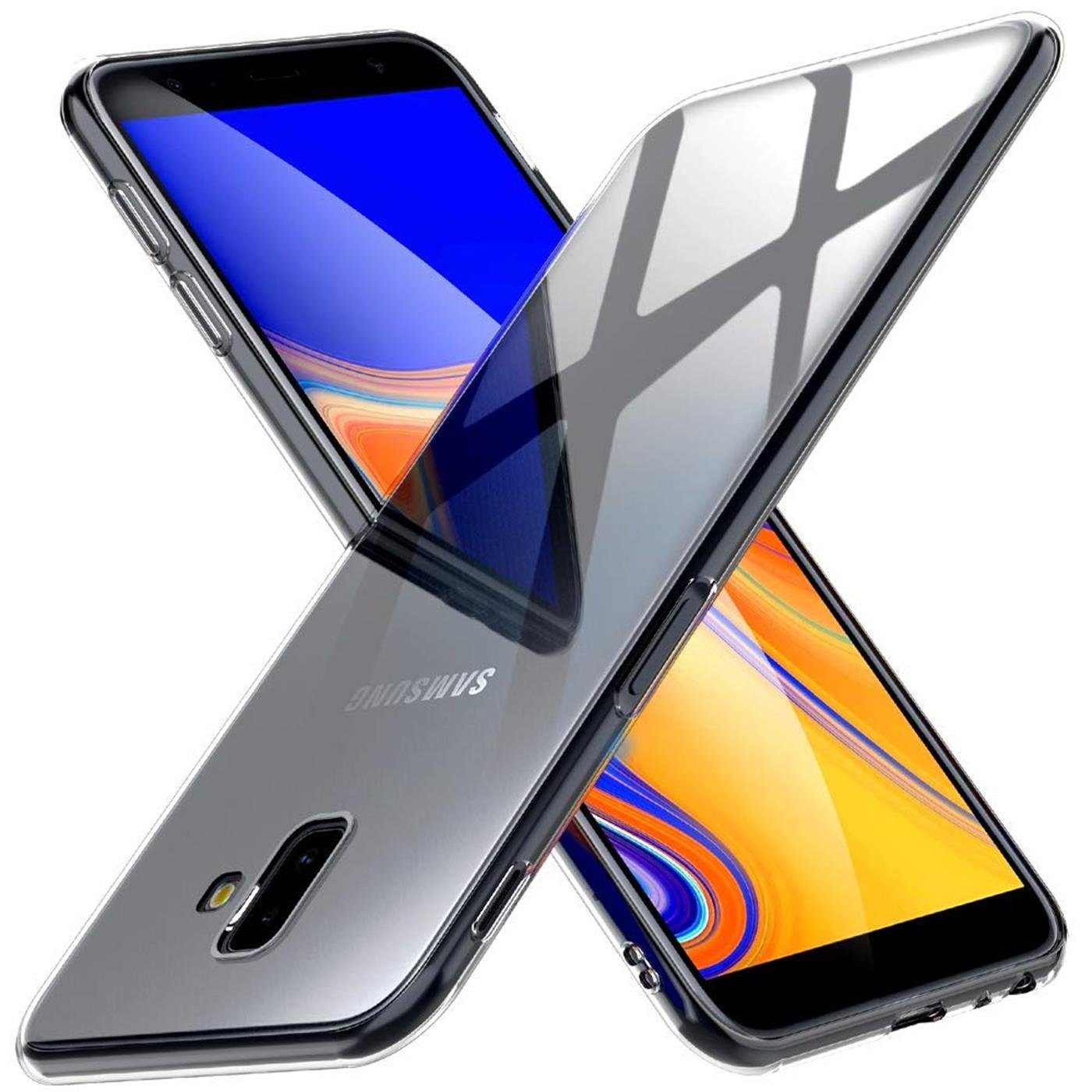 CoolGadget Handyhülle Silikon Handy Hülle Slim für Samsung Galaxy J6 Plus 6 Zoll, dünne TPU Schutzhülle Case in transparent / durchsichtig
