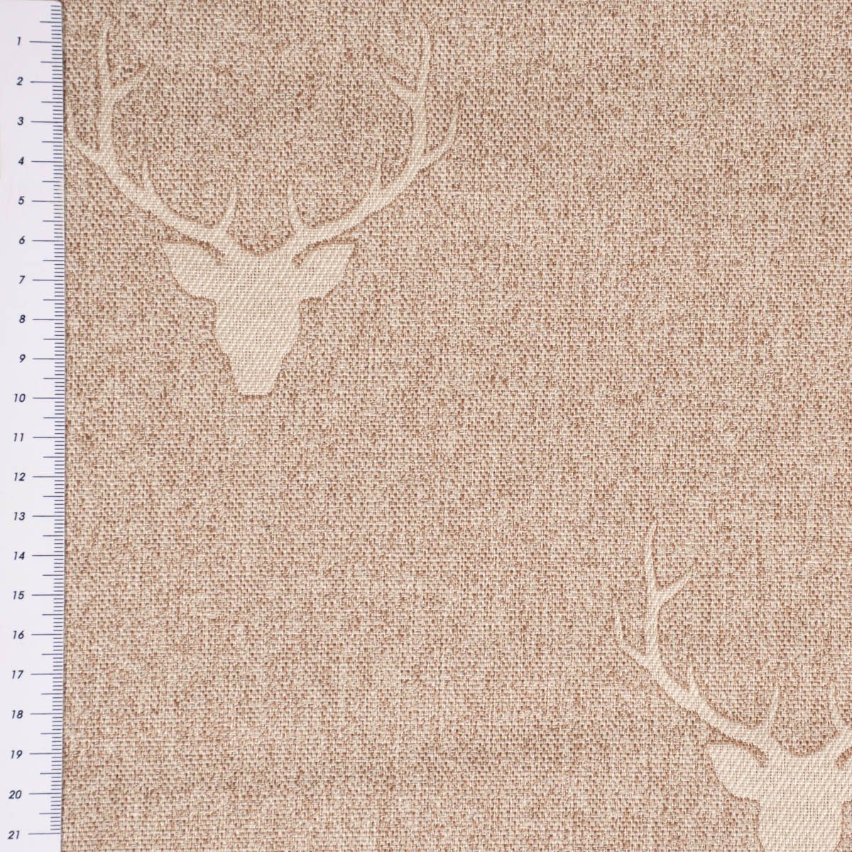 SCHÖNER LEBEN. Tischläufer SCHÖNER beige Geweih hellbeige, LEBEN. Hirschkopf Tischläufer handmade Jacquard