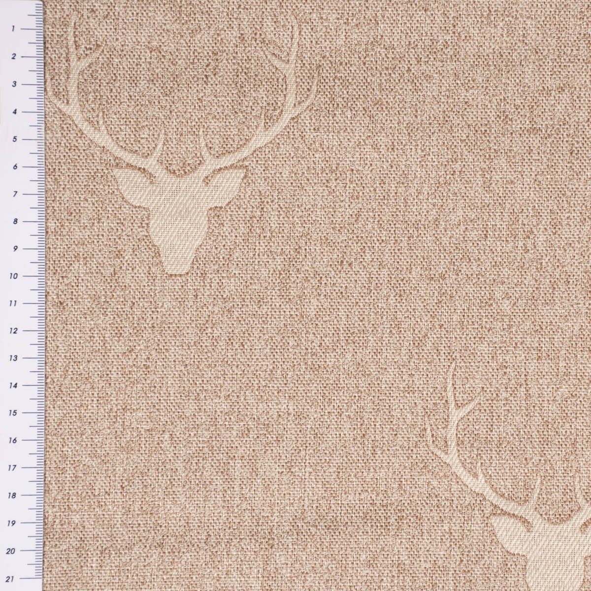 SCHÖNER LEBEN. Tischläufer Jacquard Hirschkopf Geweih beige hellbeige, made in Germany,handmade,doubleface – Bild 5 von 5