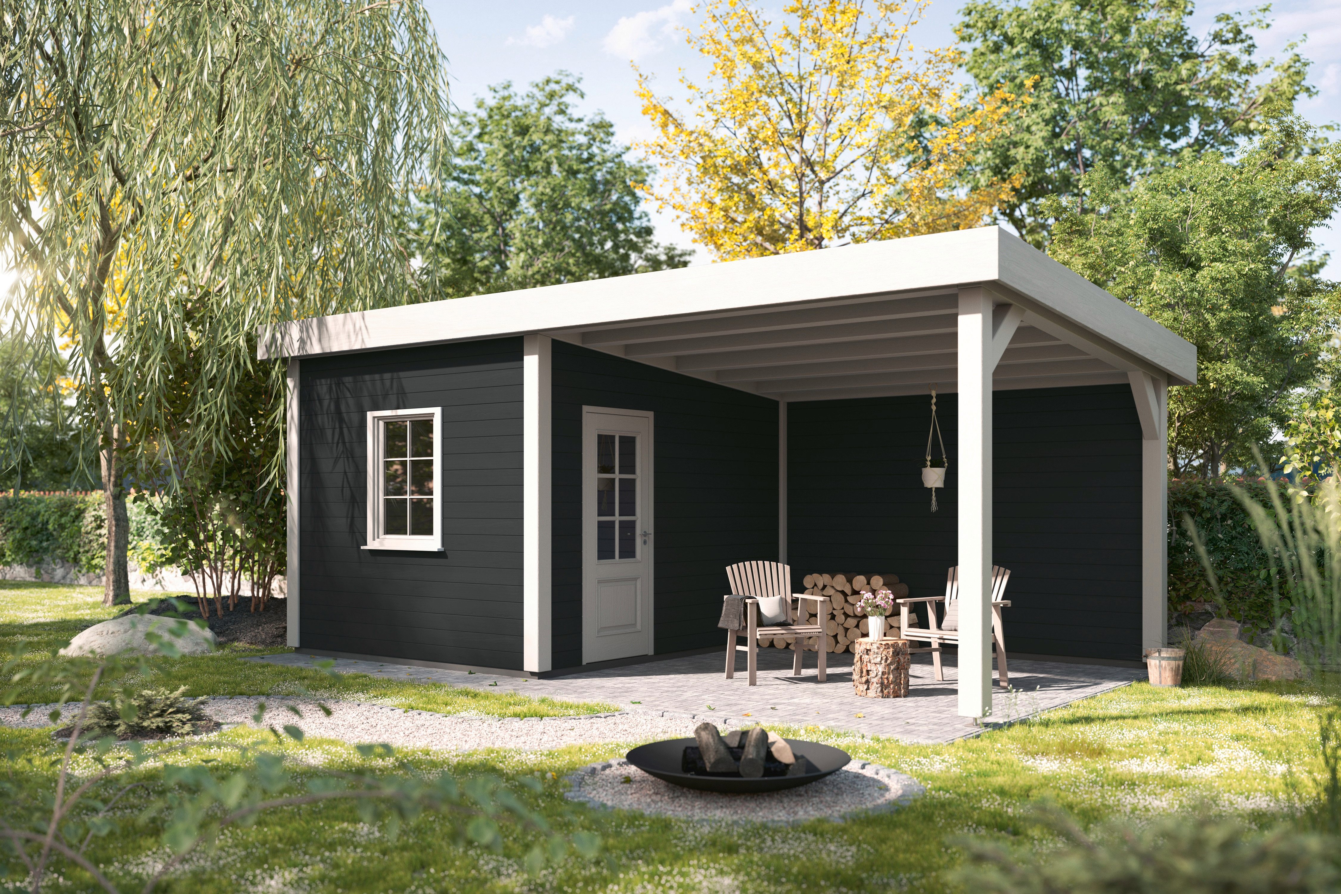 Alpina Holzschutzlasur - Set - Wetterschutz-Farbe deckend 2,5L + Pinsel 50mm