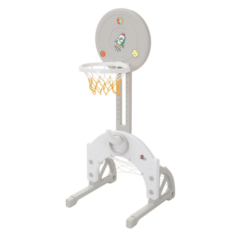 Joyz Basketballkorb 3in1 Basketballständer höhenverstellbar mit Fußballtor & Ringwurfspiel, Spielplatz für Kinder Sportspielzeug In-/Outdoor inkl. Bälle Wurfringe