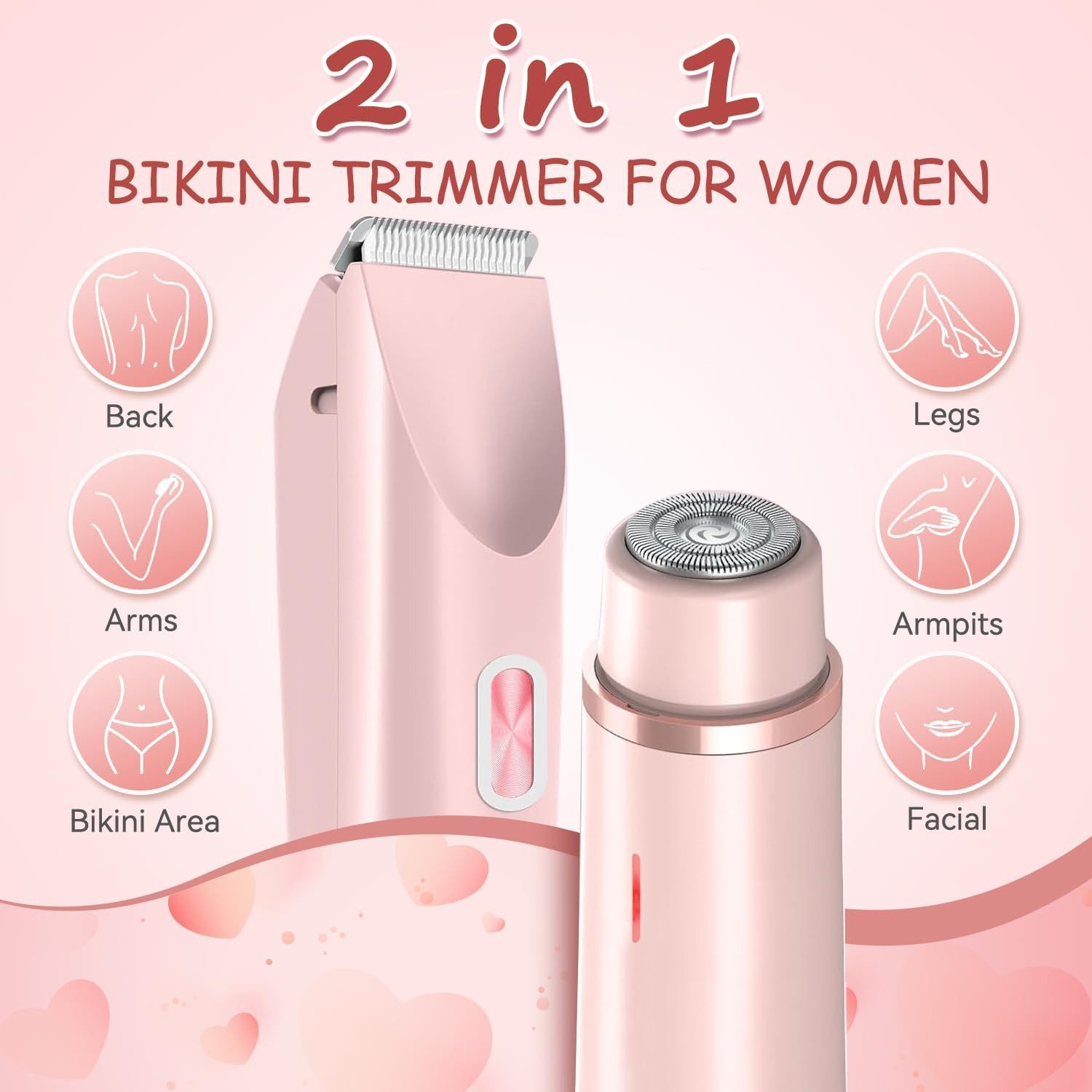 inschimmer Haarentferner-Set 2-in-1 Elektrischer Rasierer Damen Bikinitrimmer für Gesicht Körper