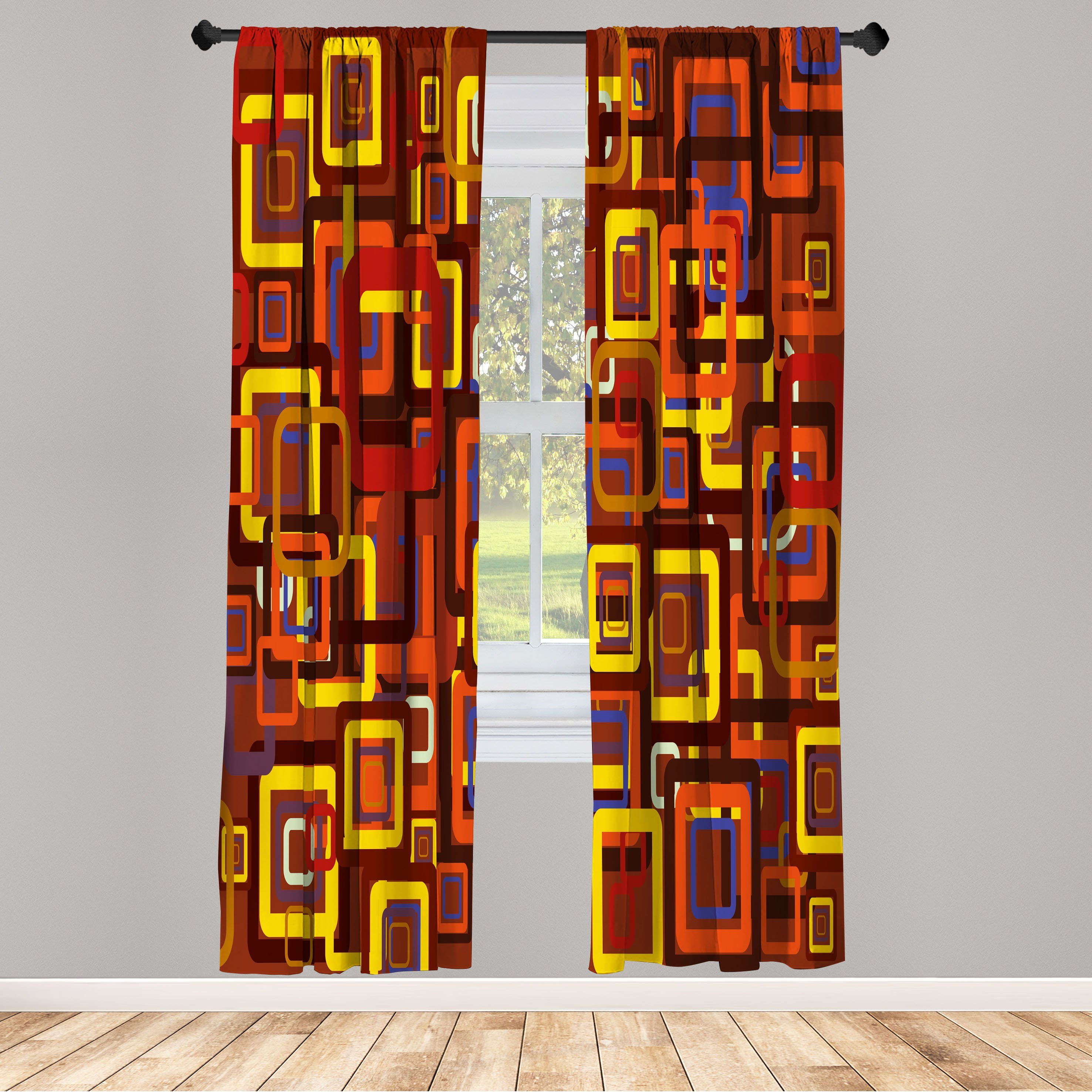 Gardine Vorhang für Wohnzimmer Schlafzimmer Dekor, Abakuhaus, Microfaser, Abstrakt Bunte Trippy-Platz
