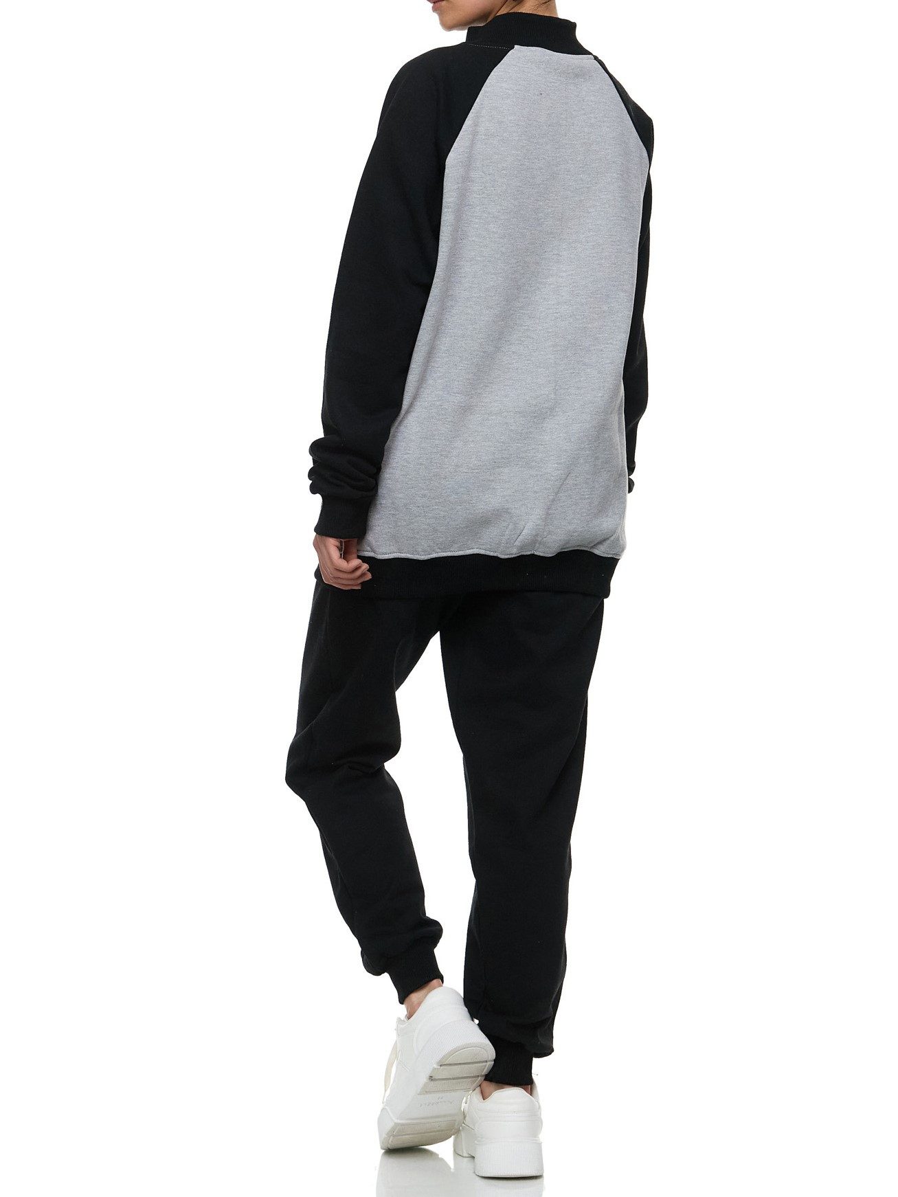 L.gonline Freizeitanzug Damen Trainingsanzug, Freizeitanzug ohne Kapuze 500A (Sweatjacke ohne Kapuze mit Hose, 2-tlg), Fitness Freizeit Casual