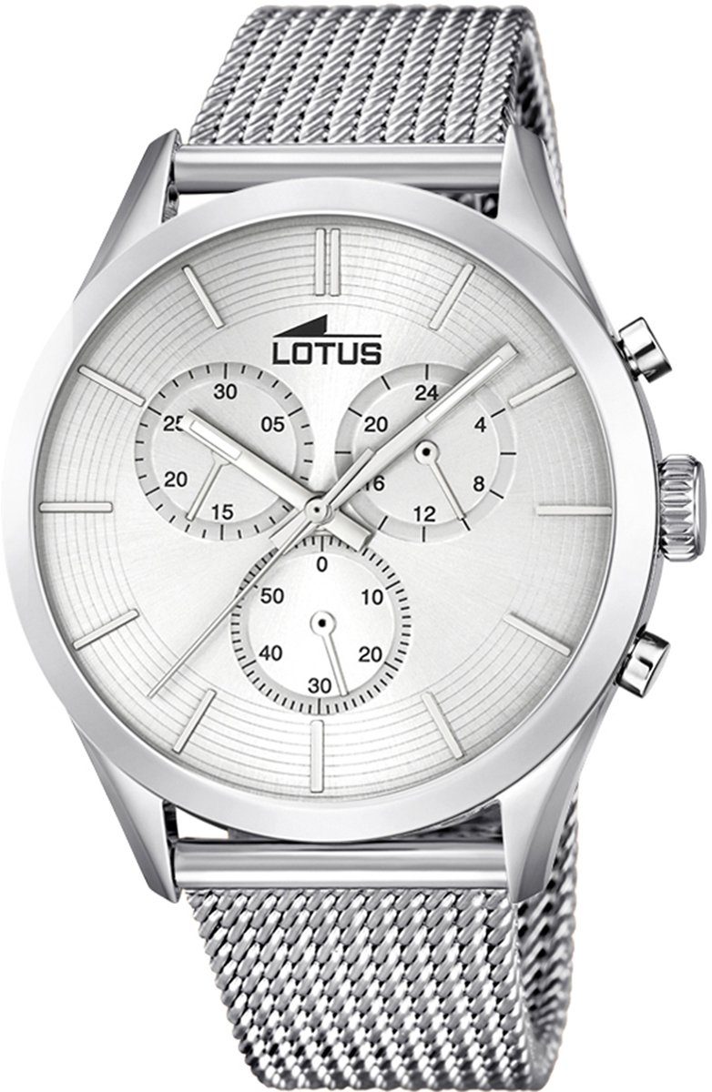Lotus Stahl, L18117/1 Edelstahlarmband (ca. Armbanduhr rund, Lotus Herren Chronograph groß 43,2mm), silber Herren Uhr Elegant