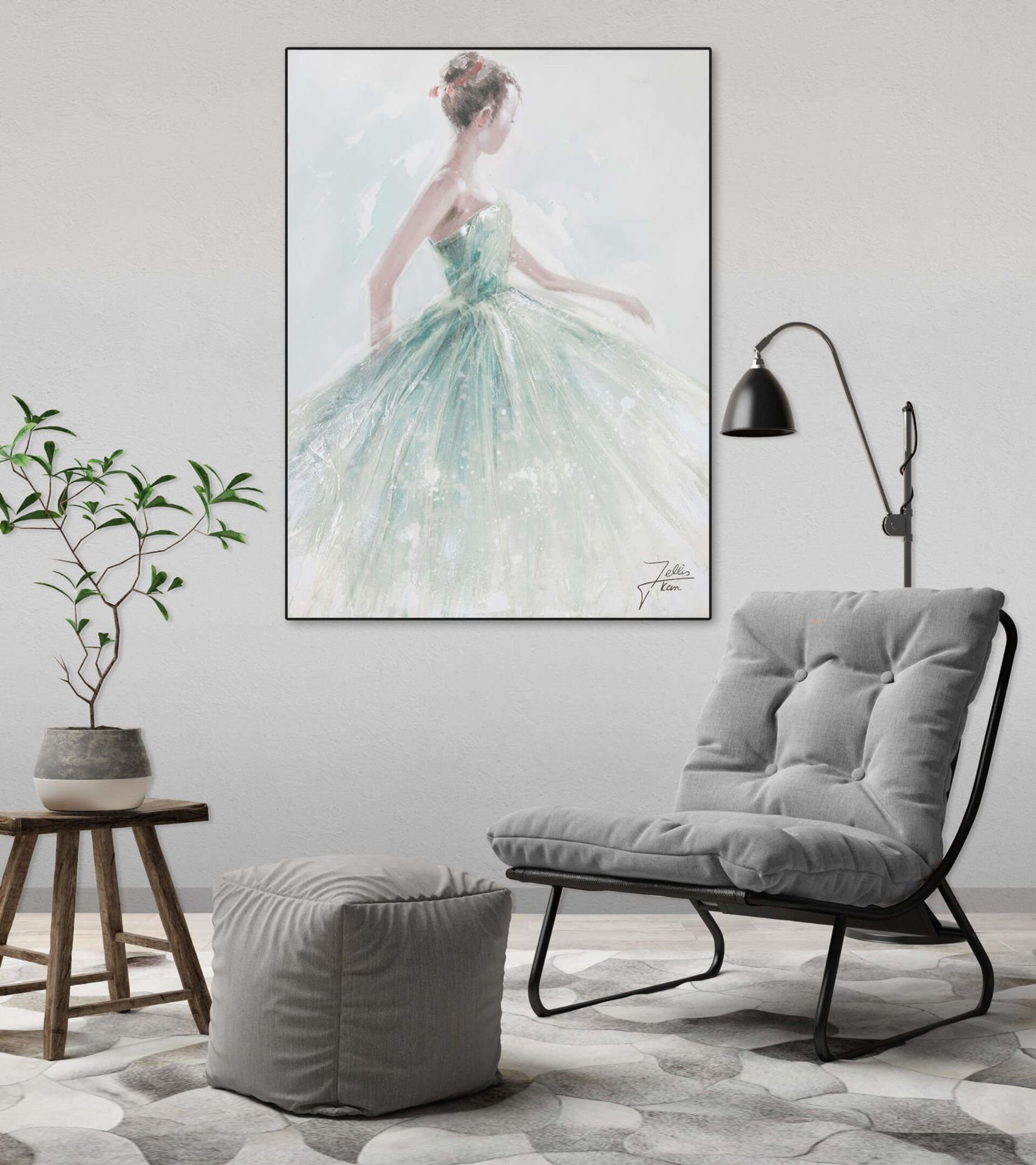 Wohnzimmer Leinwandbild HANDGEMALT Wandbild Die 100% Gemälde cm, KUNSTLOFT 75x100 Eisprinzessin
