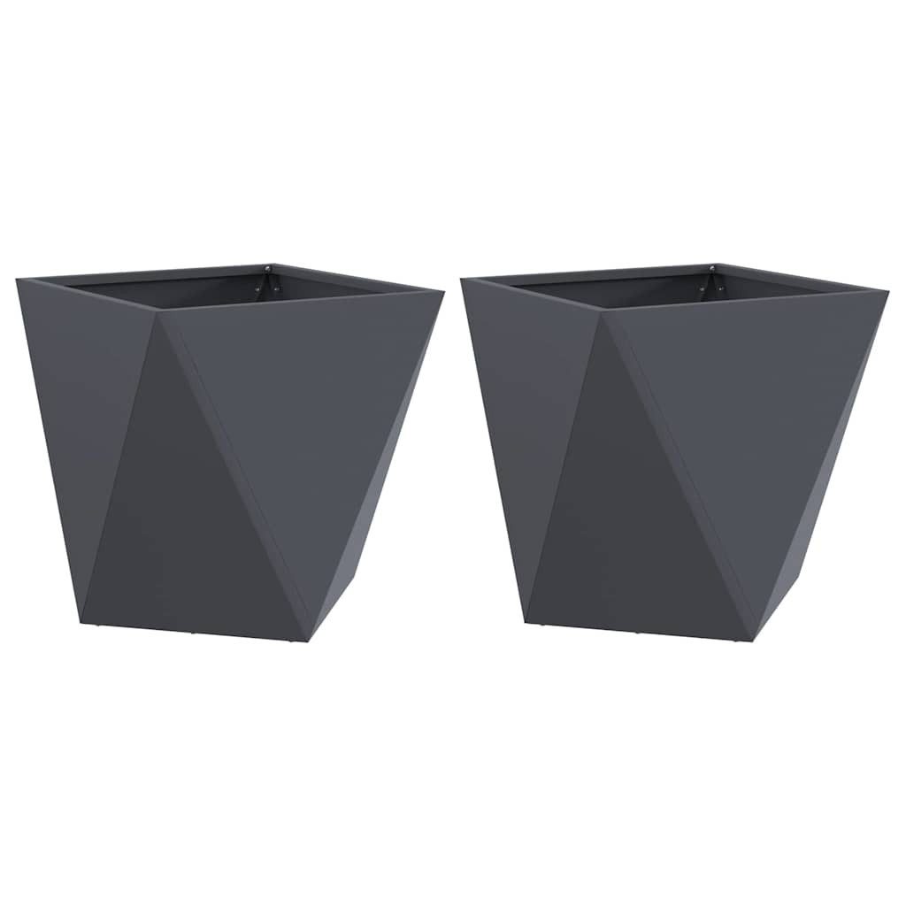 vidaXL Blumentopf Pflanzkübel 2 Stk. Anthrazit 40 x 40 x 40 cm Stahl (2 St)
