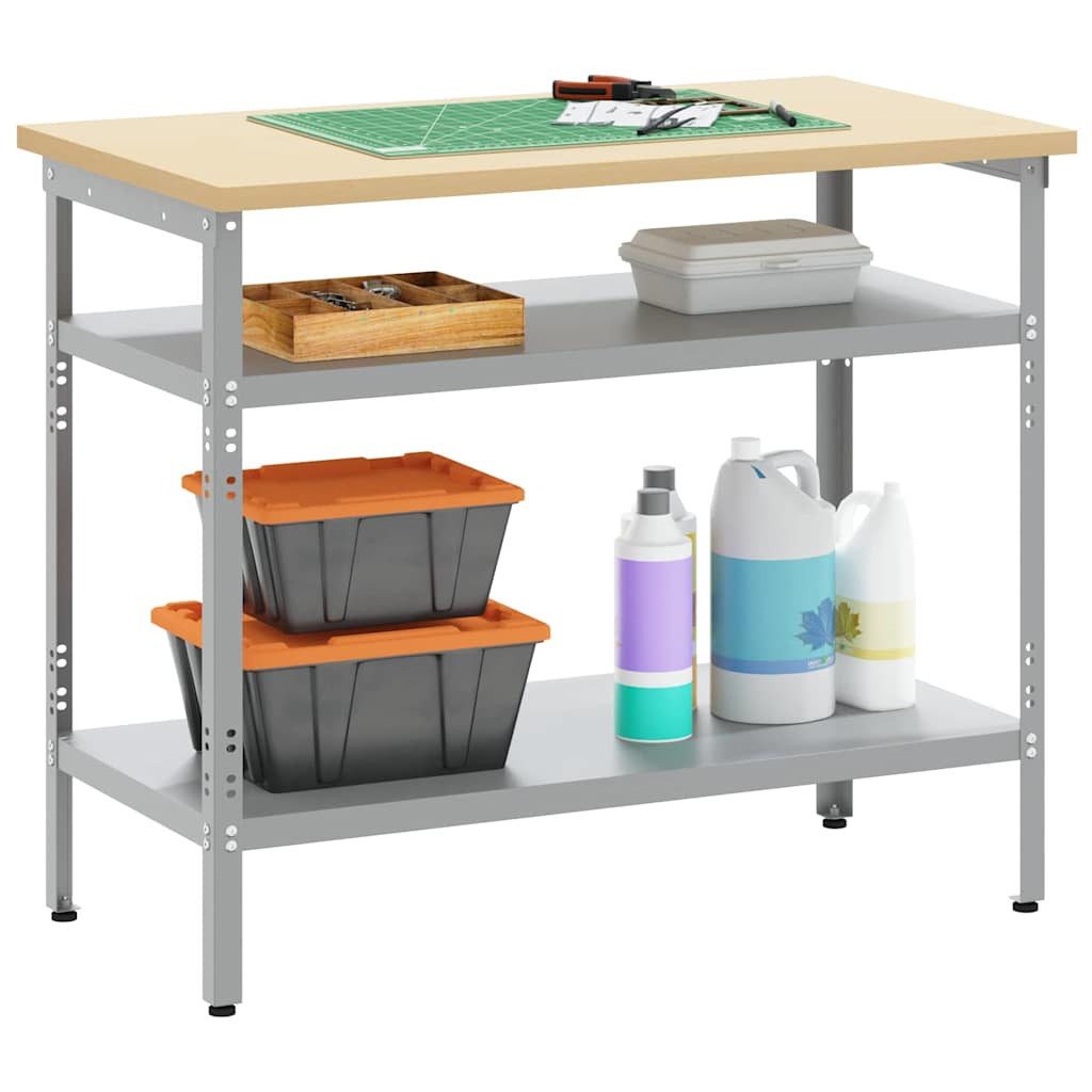 vidaXL Werkbank Arbeitstisch Grau 100 x 55 x 85 cm Pulverbeschichteter Stahl, (1-tlg)