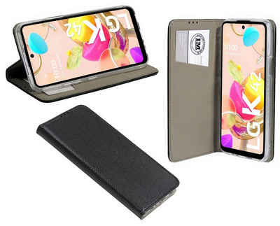 cofi1453 Handyhülle »cofi1453® Buch Tasche "Smart" kompatibel mit LG K42 Handy Hülle Etui Brieftasche mit Standfunktion, Kartenfach Schwarz«