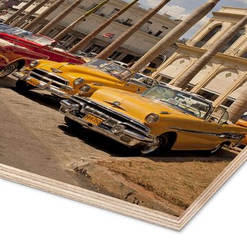Posterlounge Holzbild Peter Schickert, Oldtimer in Havanna, Kuba, Rustikal Fotografie