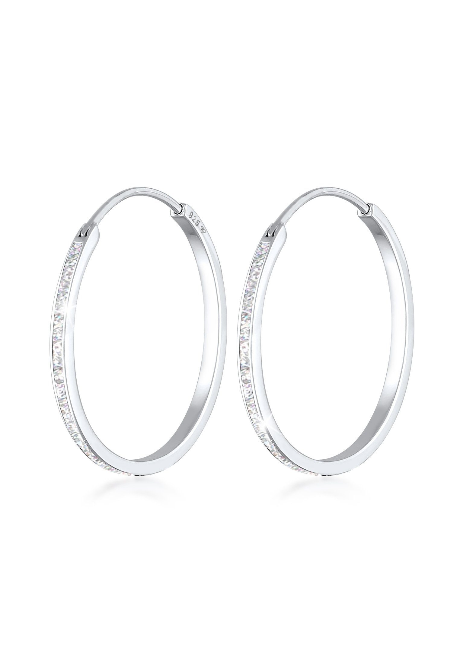 Elli Paar Creolen Creolen mit funkelnden Emaille Lack 925 Sterling Silber