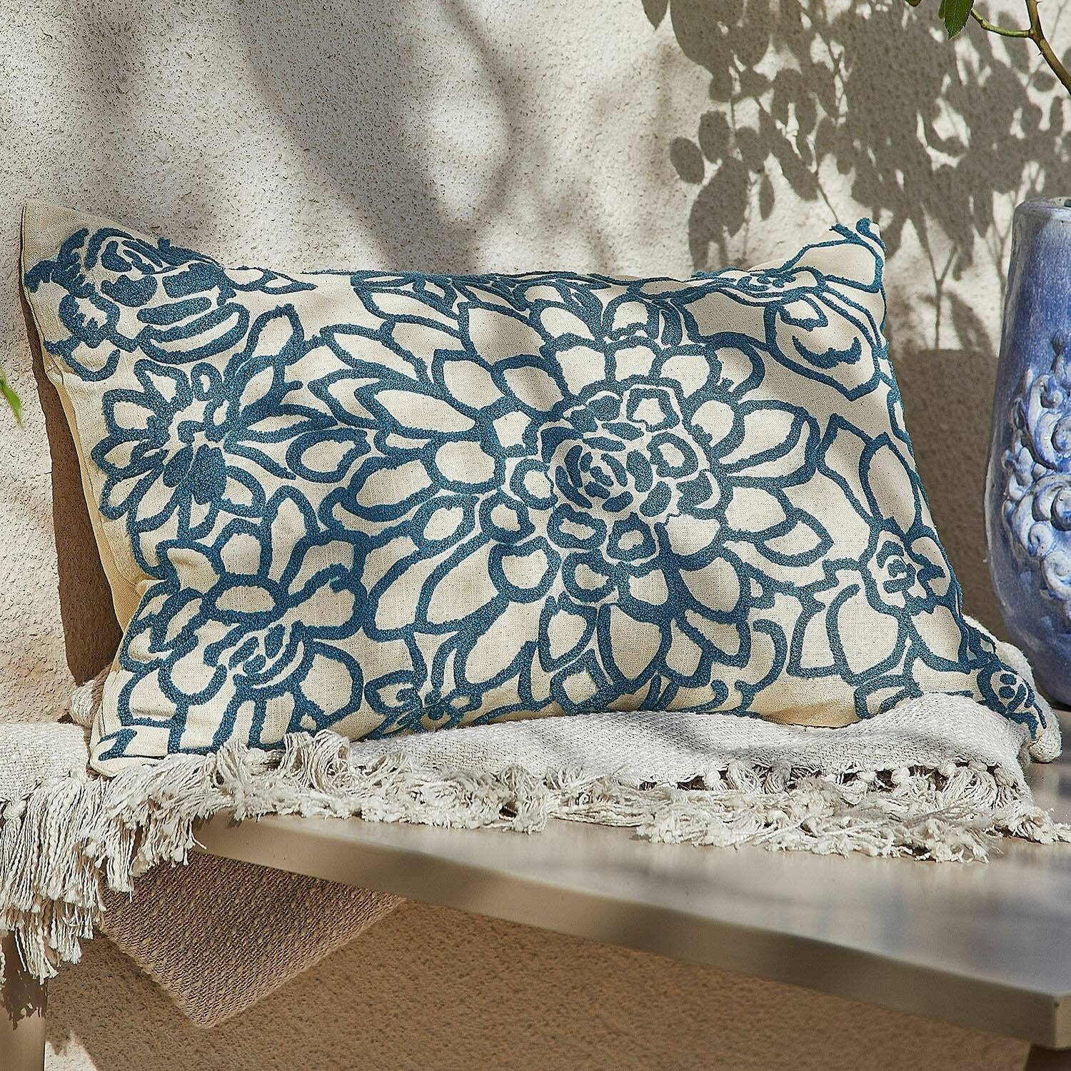 Mirabeau Kissenhülle Kissenhülle Jacje blau/creme, (1 günstig online kaufen