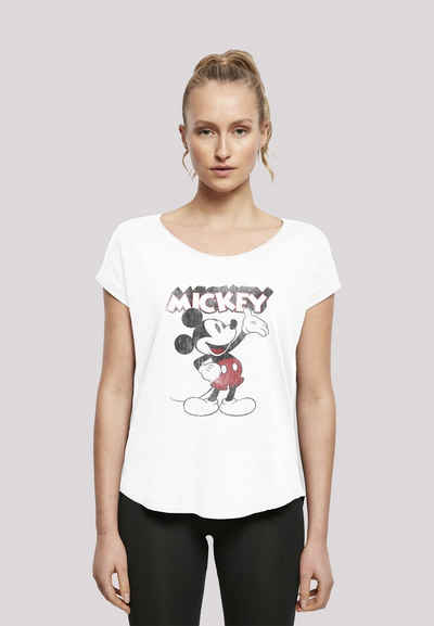 F4NT4STIC T-Shirt »Disney Micky Maus Presents - Premium Film Movie TV Comic Fan Merch« Damen,Premium Merch,Lang,Longshirt,Bedruckt