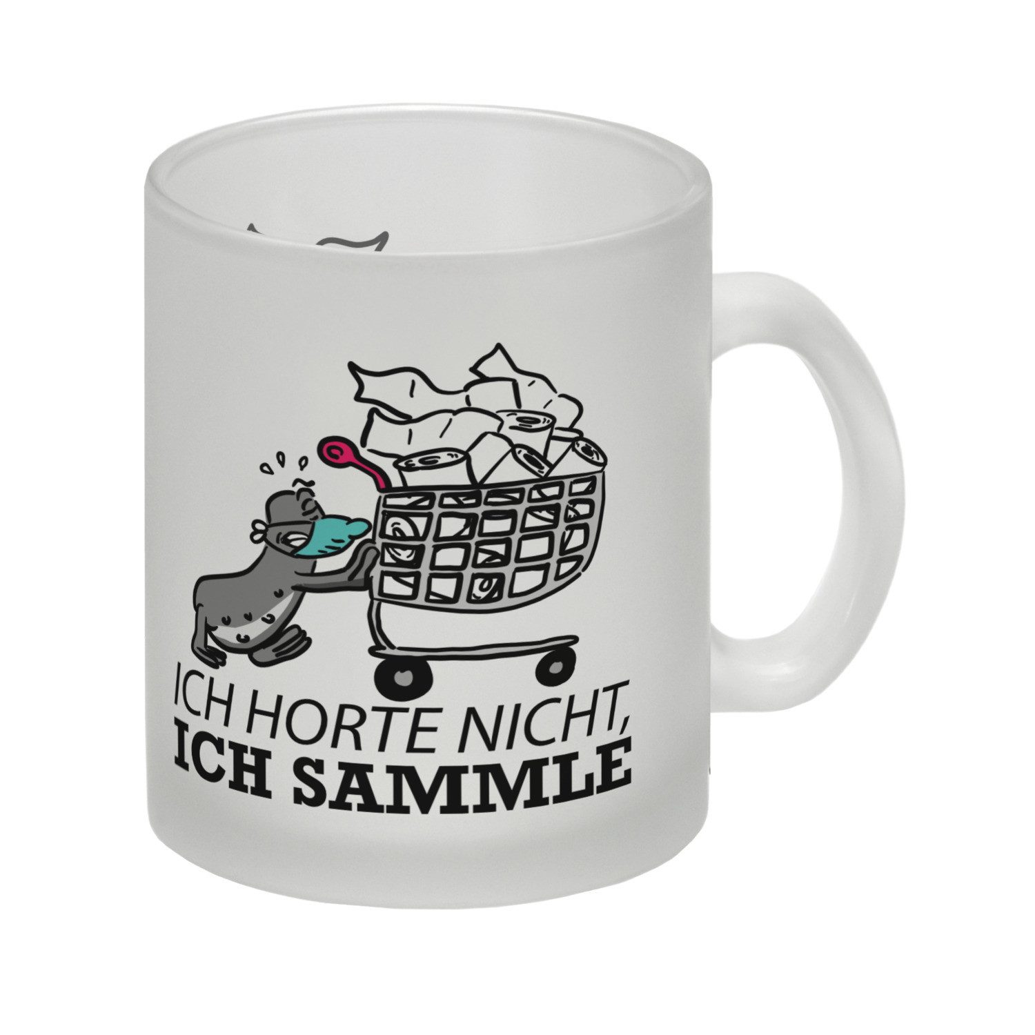 Tasse Ich horte nicht sammle Glas Tasse mit Seeleopard und Toilettenpapier