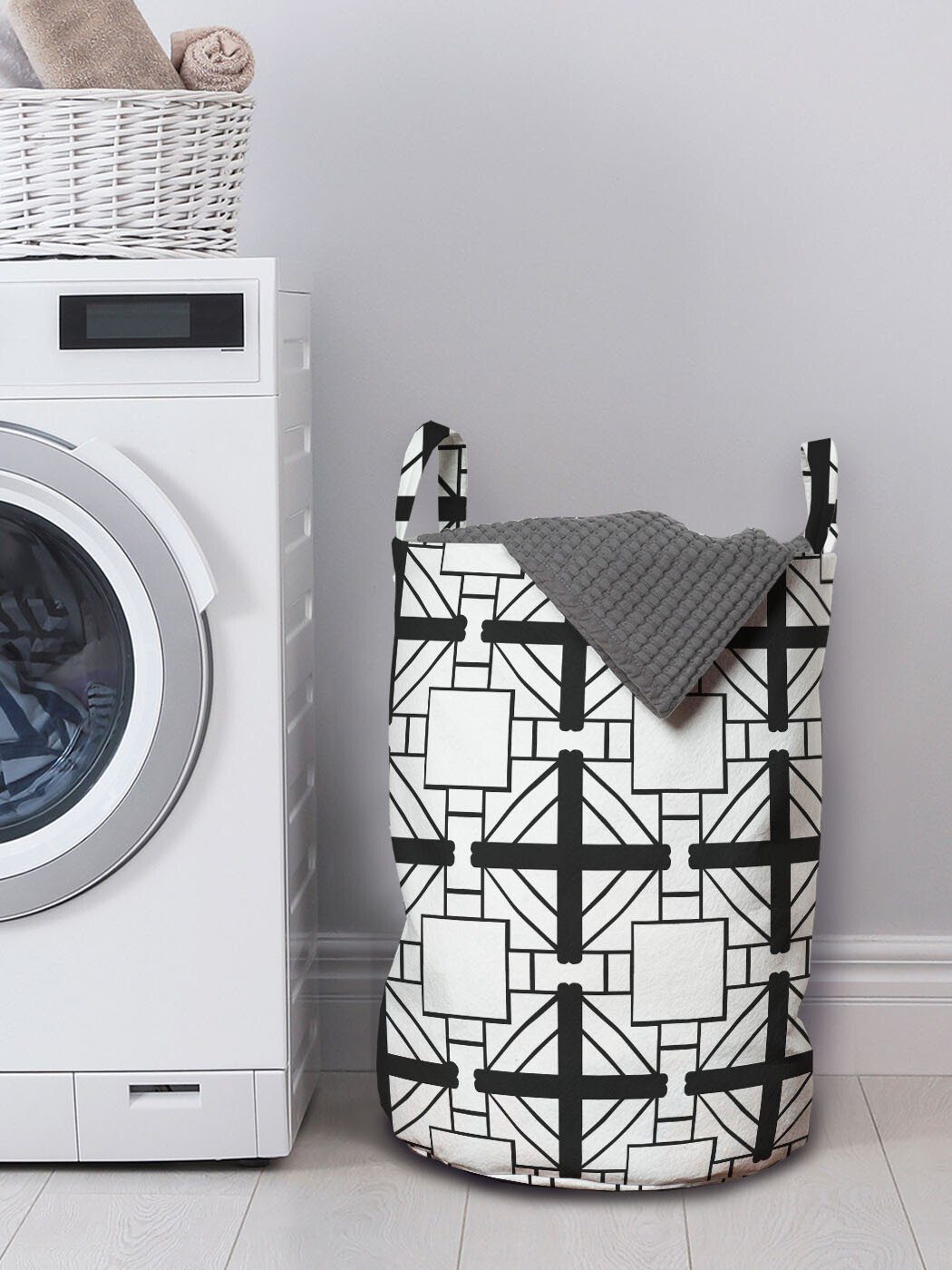 Abakuhaus Wäschesäckchen Wäschekorb Deco Art für Kordelzugverschluss Griffen Geometric Waschsalons, Abstrakt mit