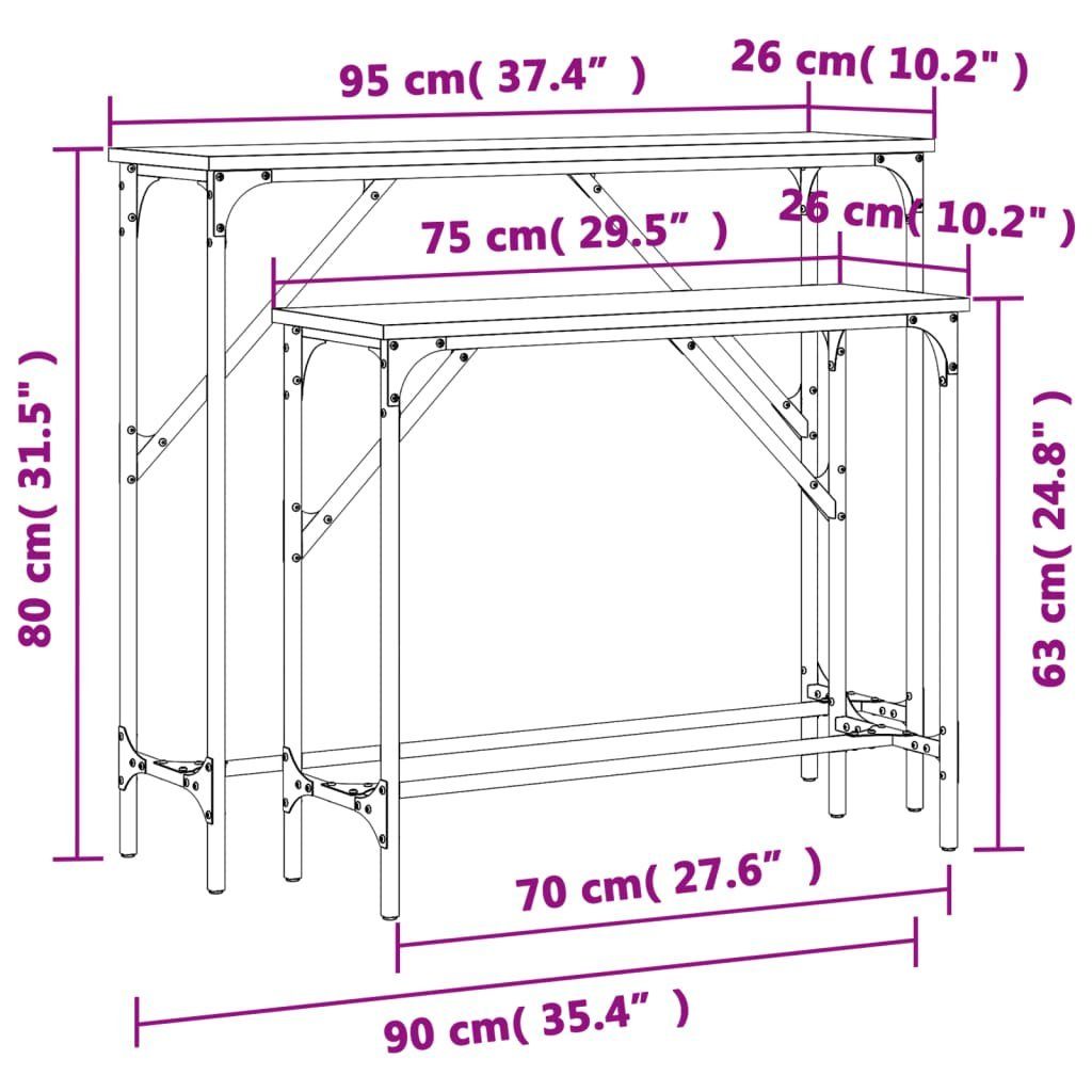 vidaXL Beistelltisch Konsolentische (2-St) Stk. 2 Sonoma-Eiche Holzwerkstoff