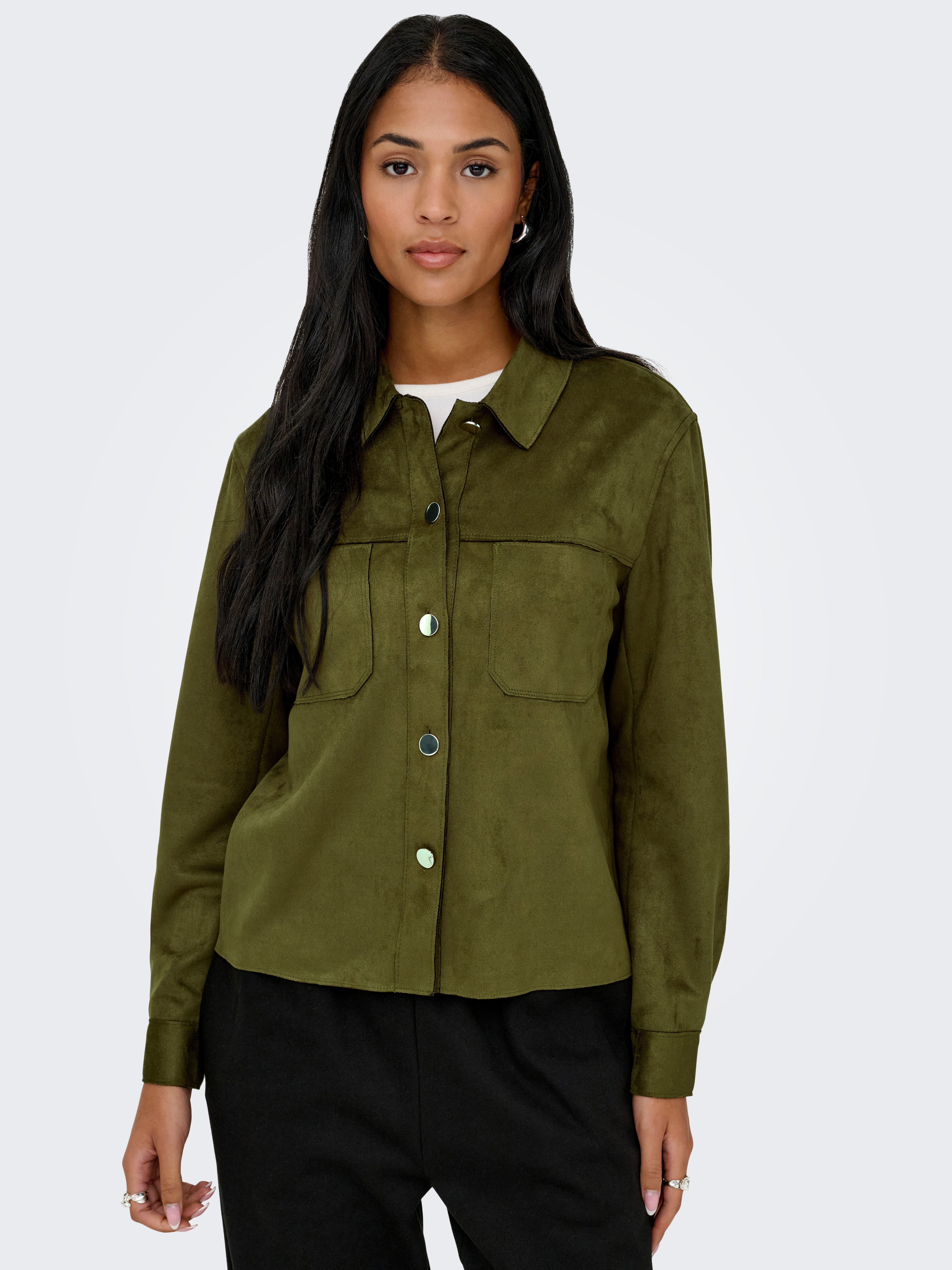 ONLY Hemdbluse ONLMIRA L/S FAUX SUEDE SHIRT PNT Materialmix, regular fit