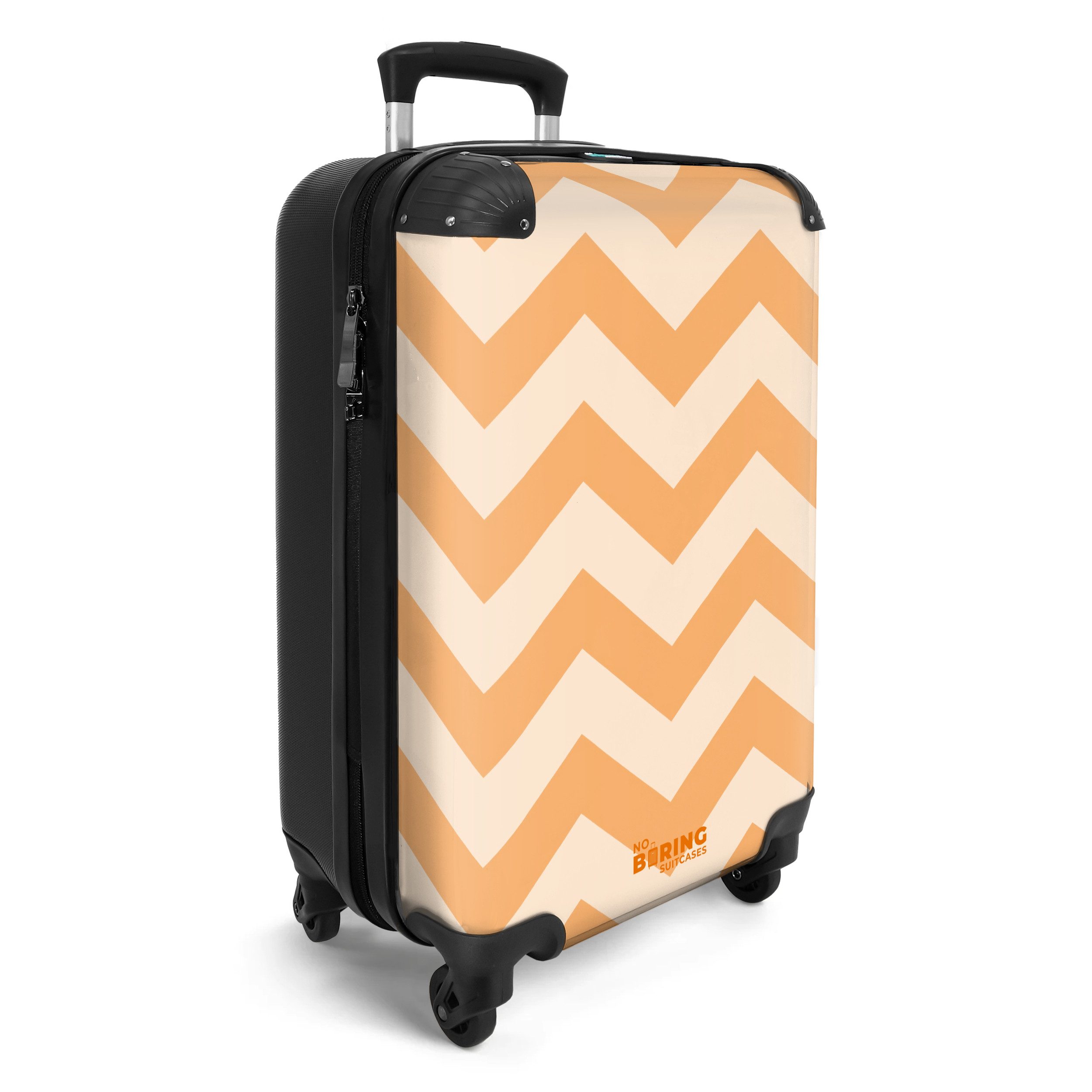 NoBoringSuitcases.com© Hartschalen-Trolley Zickzack-Muster in Orange 55x35x günstig online kaufen