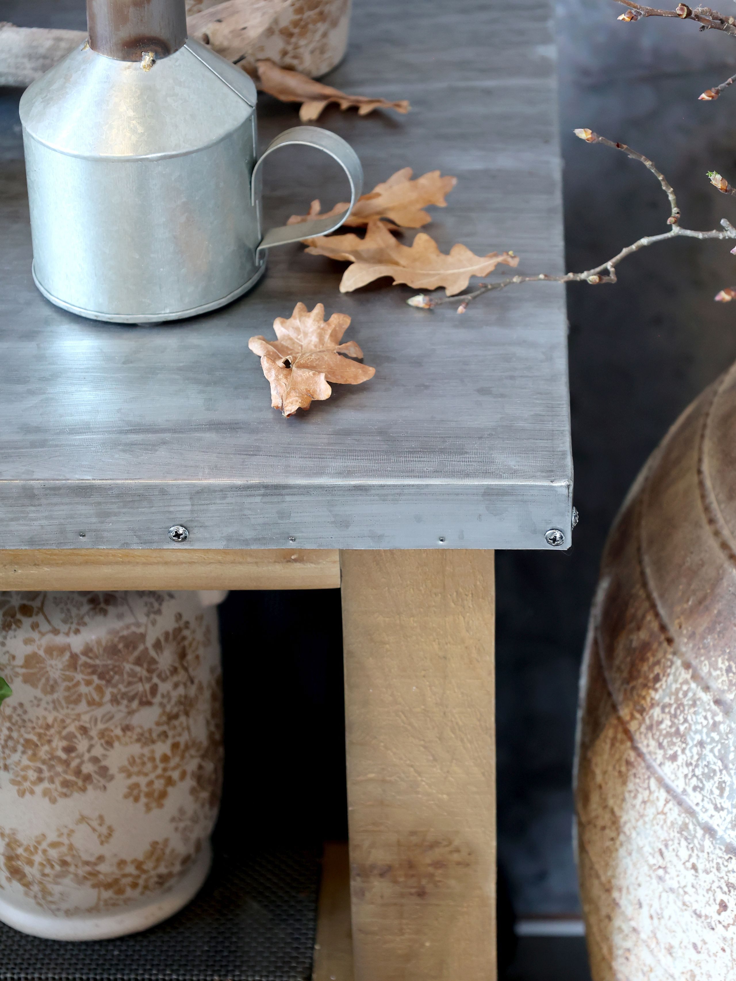 Chic Antique Anrichte Vintage Anrichtetisch Gaspard Tannenholz Zinkplatte