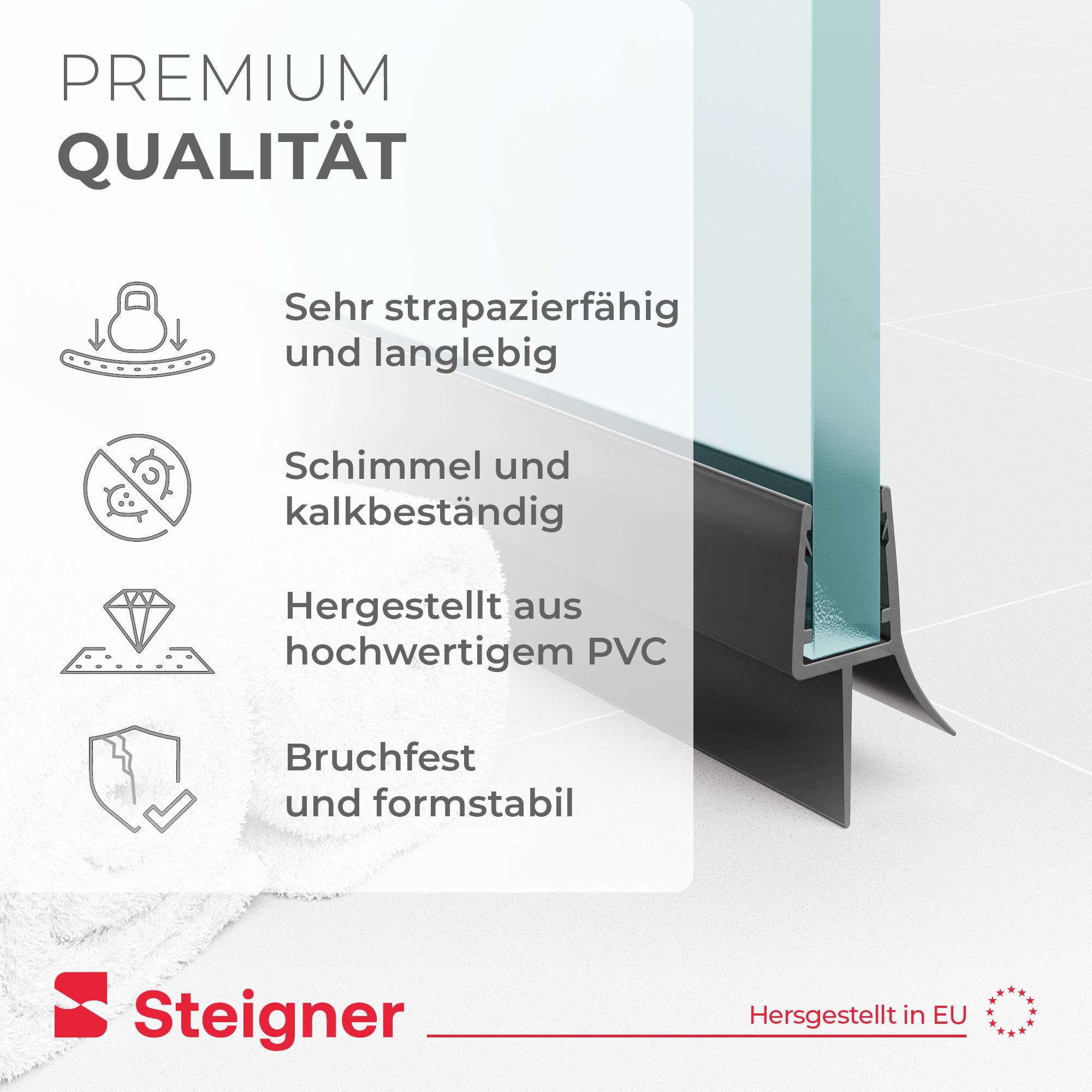 STEIGNER Duschdichtung Duschdichtung Gerade UK03 30 cm (1 Stk) Schwarz 6-8 mm, L: 30 cm, (1 Stück Packung, Einzeldichtung), Dichtung für Eckeinstieg Dusche oder – Bild 4 von 5