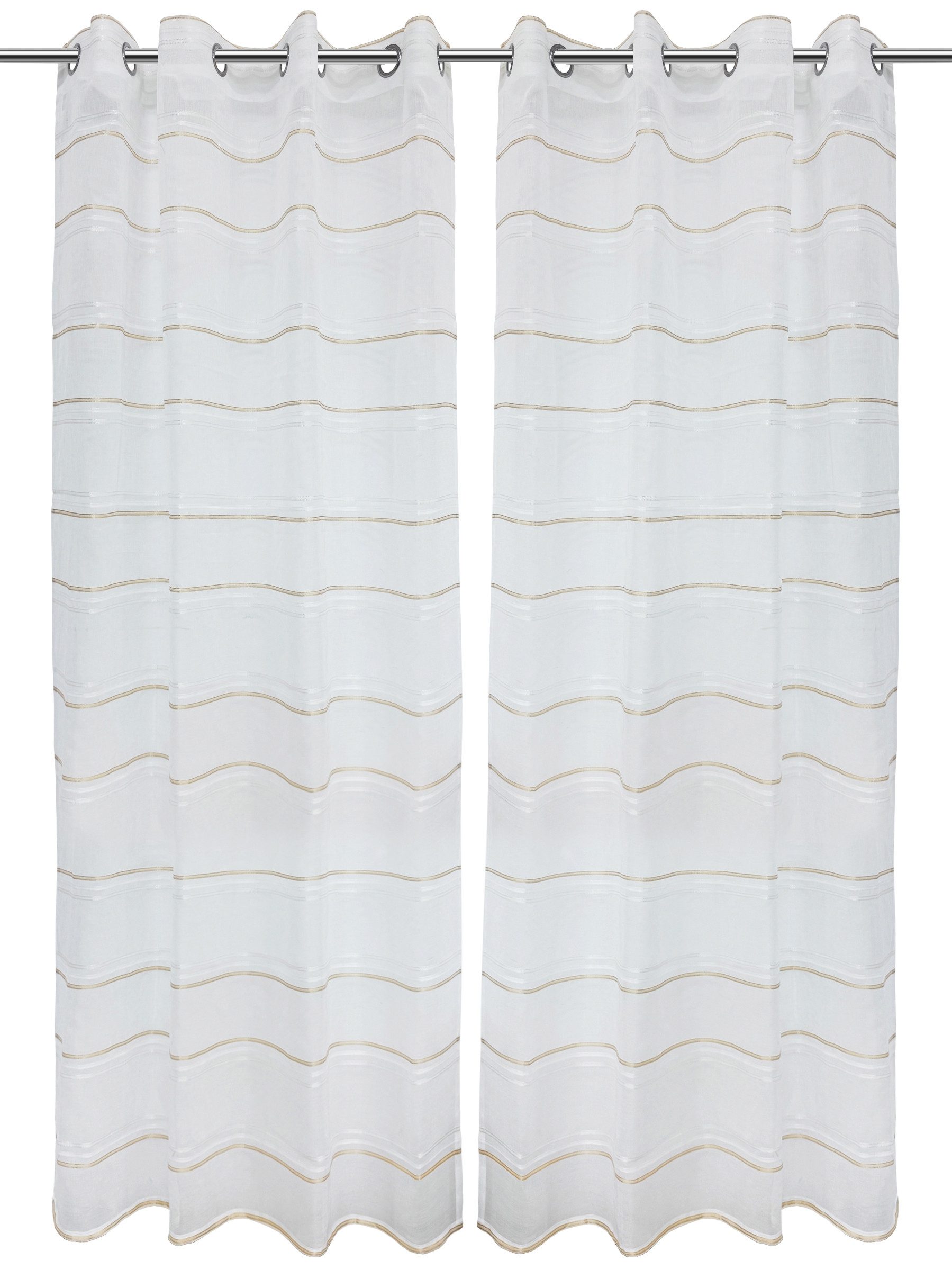 OTTO home Gardine Sirii (1 St), Ösen, halbtransparent, Polyester, Halbtransparent, angenehme Haptik, mit Streifen, modern – Bild 2 von 5