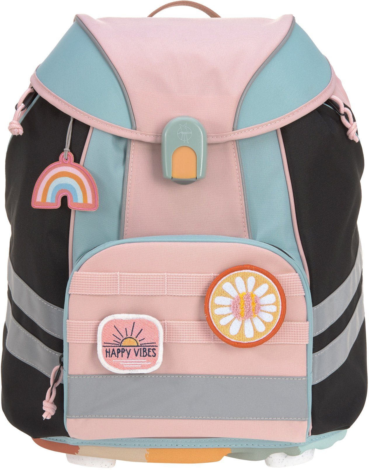 LÄSSIG Schulranzen Unique, Flexy, Rose Blue Black (Set, 5-tlg), inkl. Patches; PETA-approved vegan; aus recyceltem Material