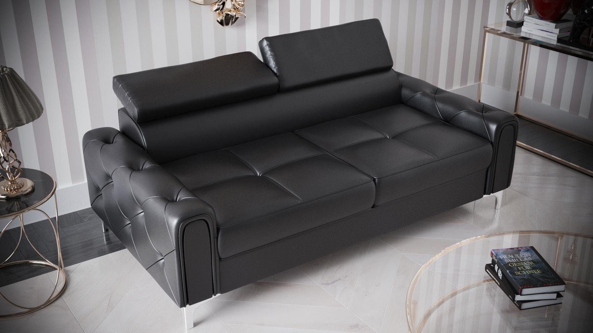 JVmoebel Sofa Designer 2-Sitzer Sofa Couchen Luxus Polster Möbel Sofa Couch Sitz, Made in Europe Schwarz | Schwarz | Schwarz