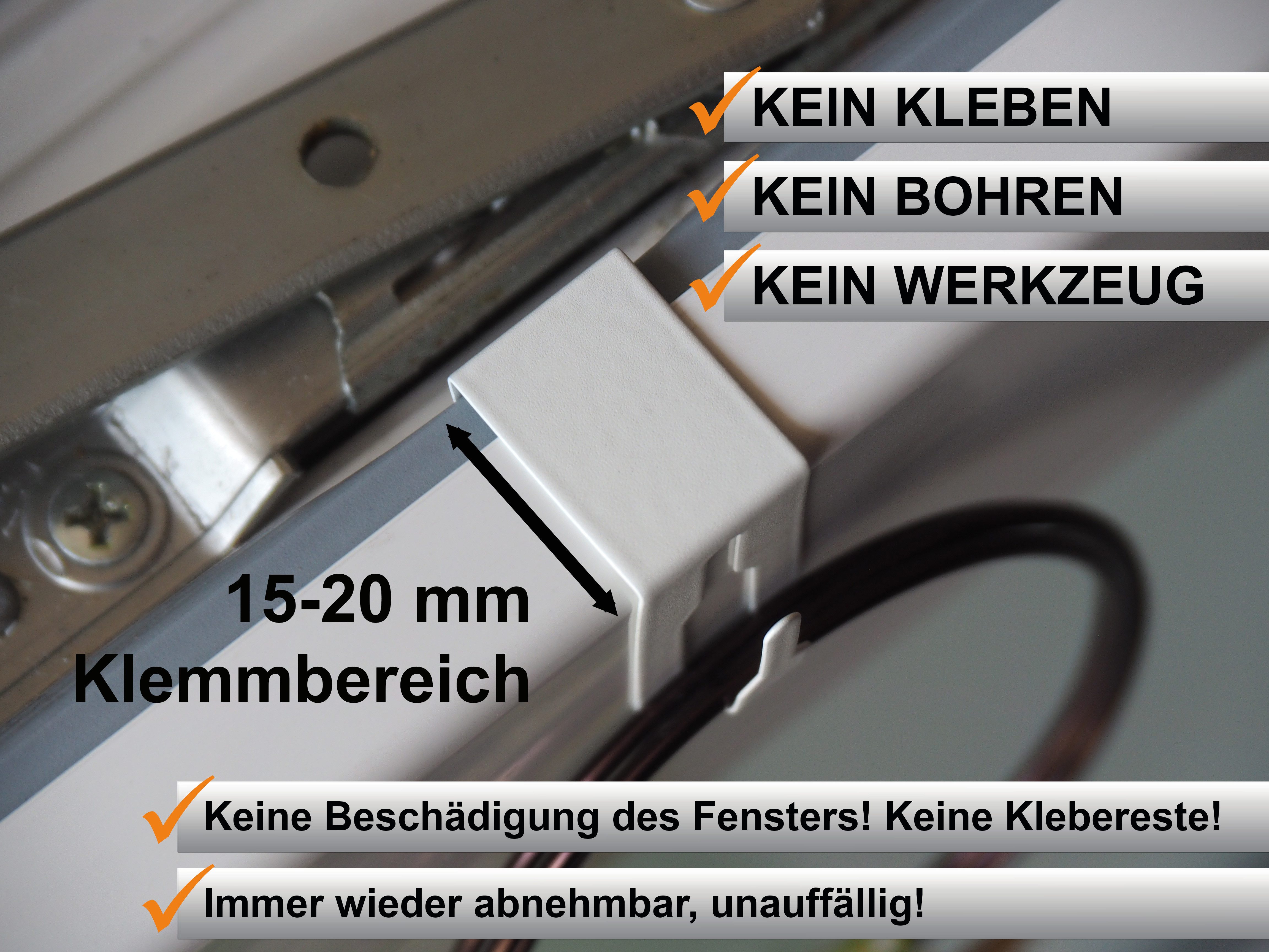 dekondo Fensterhaken aus Metall, Dekohaken, Fensterklipp, Klemmträger Gardinenhaken, zur Aufhängung von Fensterdekorationen, Fensterbildern, Lichterketten uvm.  – Bild 3 von 5