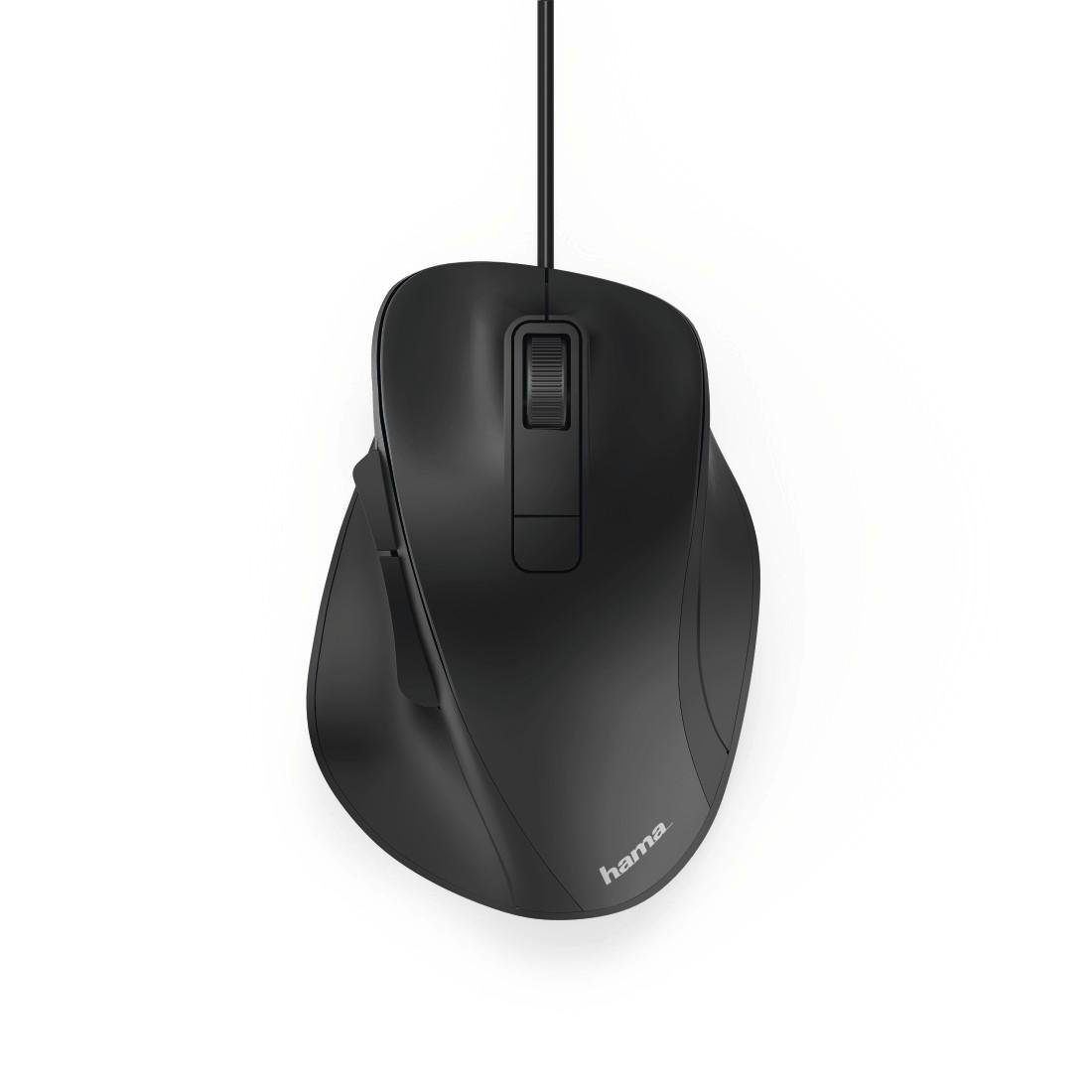 Hama Leise ergonomische Maus, Computermaus mit Kabel MC-500, 6 Tasten Maus