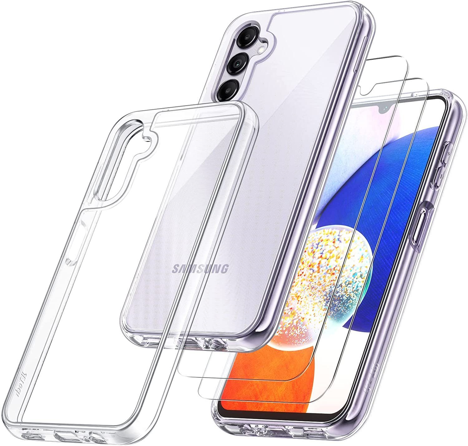 MSM Handyhülle Hülle + 2X Schutzglas für Samsung Galaxy A14 5G Panzerfolie Full