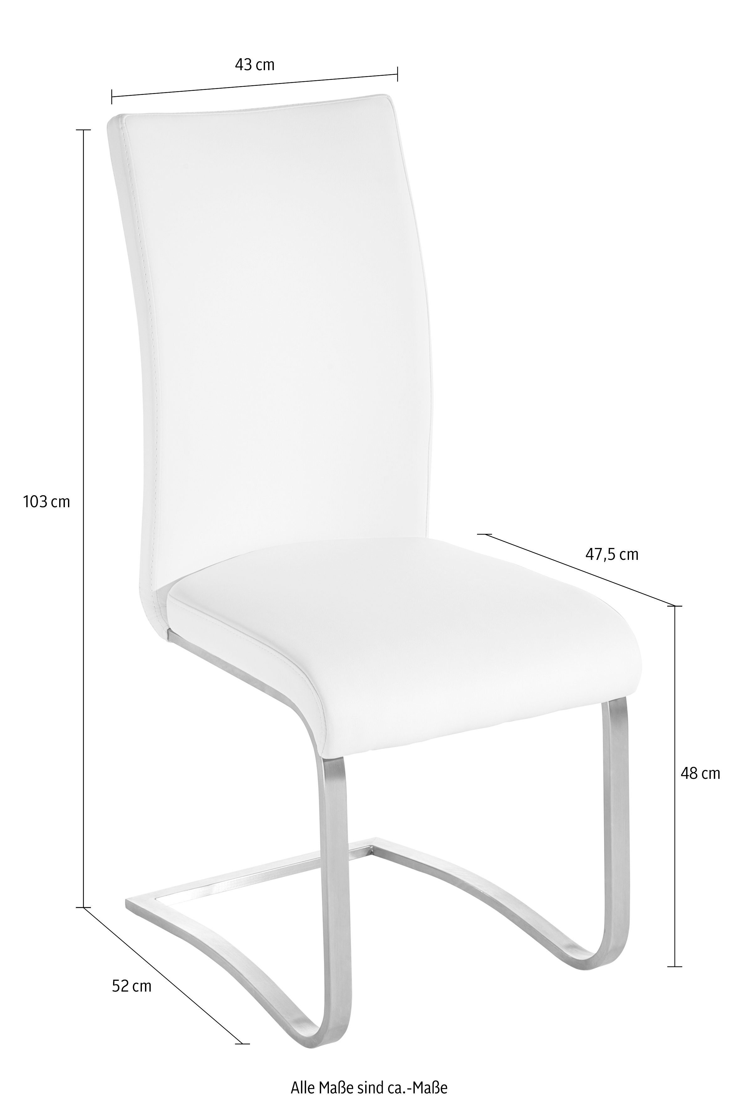 St), weiß Stuhl 130 mit Kg (Set, | belastbar Arco Freischwinger 2 furniture weiß Echtlederbezug, MCA bis