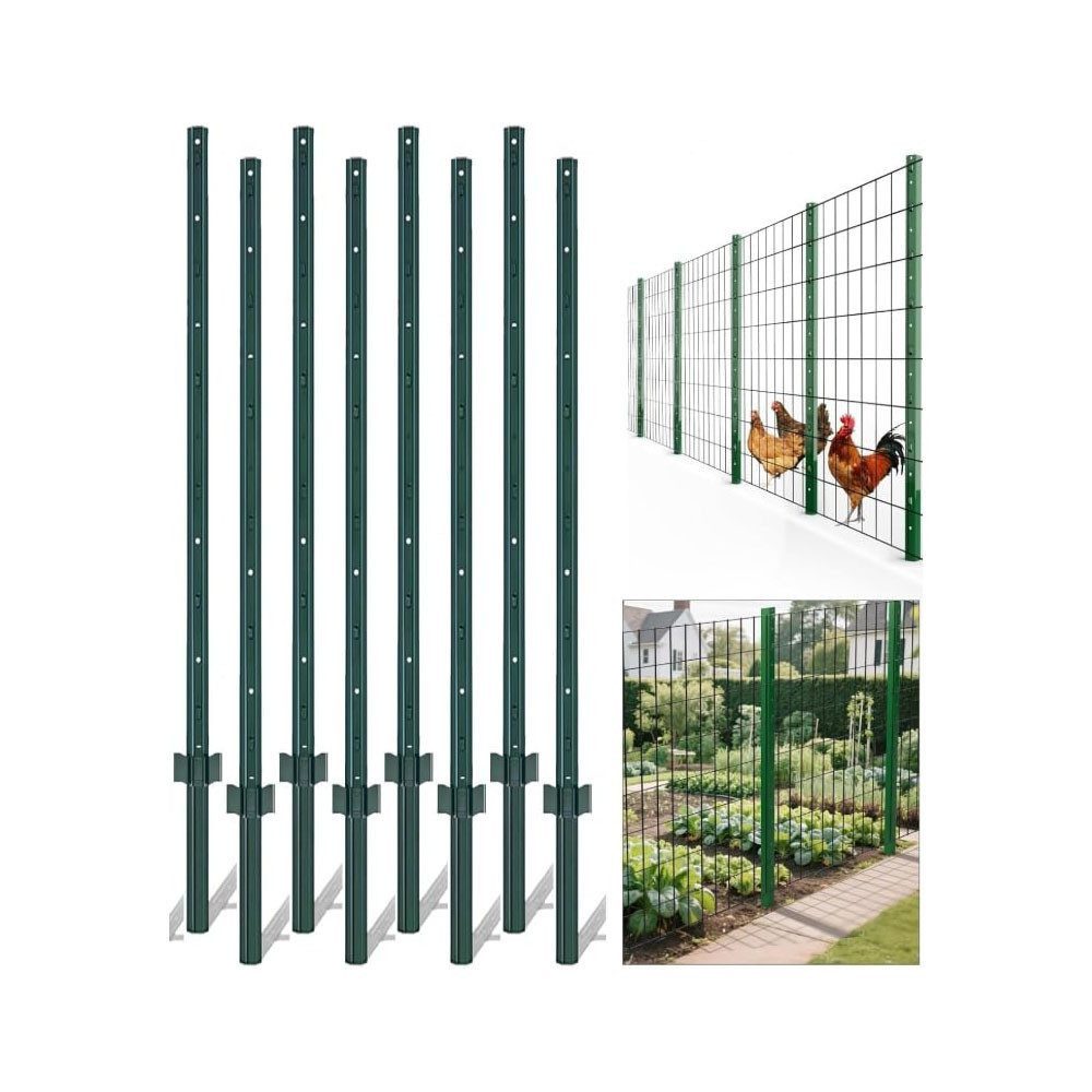GarveeMore Zaunpfosten 8 Stück Metall Zaunpfosten Hochbelastbar U Profile Für Gartenzäune