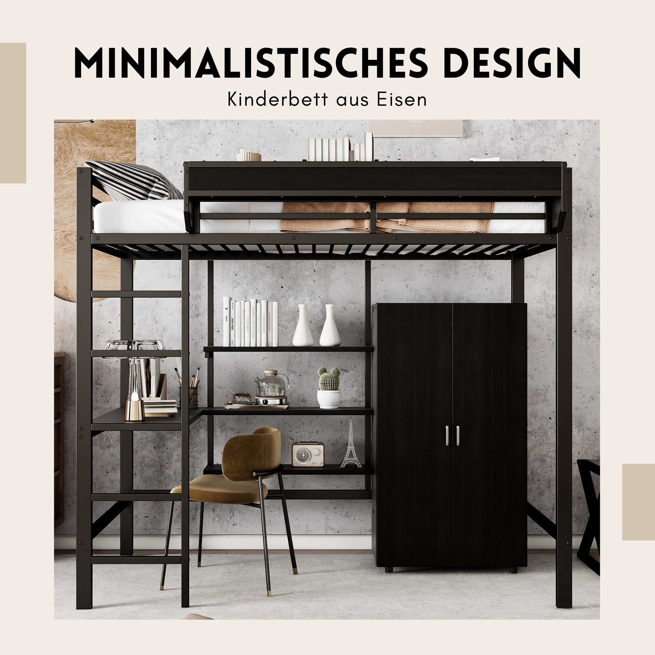 SeedWave Hochbett Mehrzweck-Bett mit Arbeitstisch, Kleiderschrank günstig online kaufen