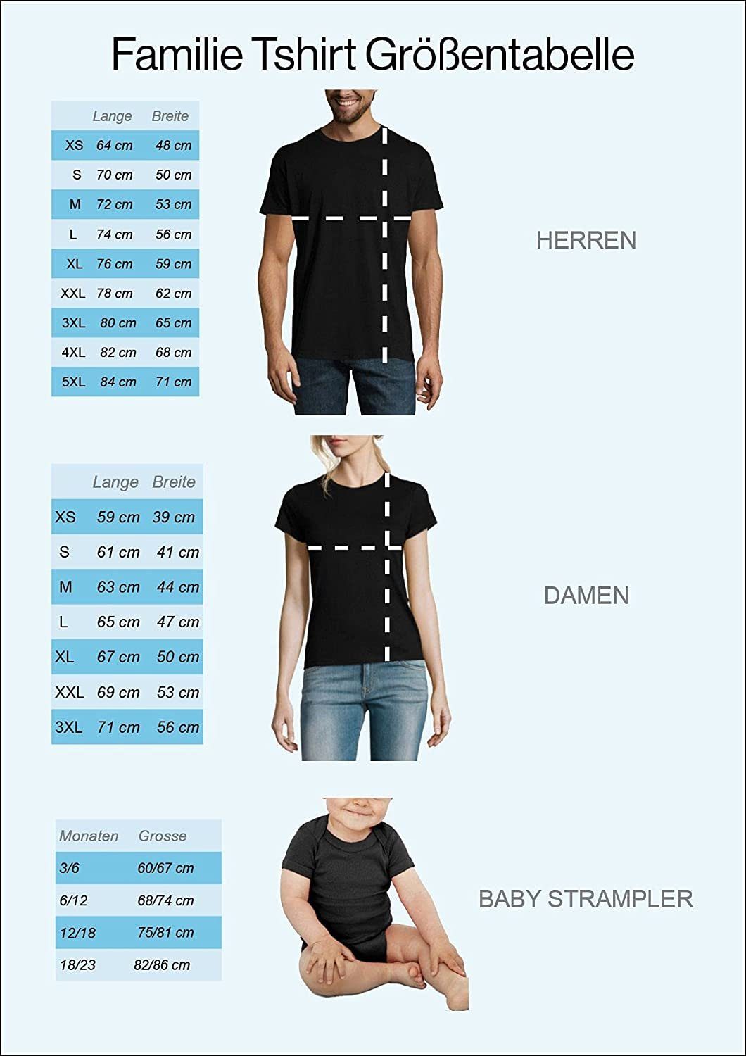 Strampler Design, Damen tollem Set Schwarz / Baby Strampler Bear in Bear Youth Papa Designz Herren Mama Frontprint mit Baby Baby T-Shirt