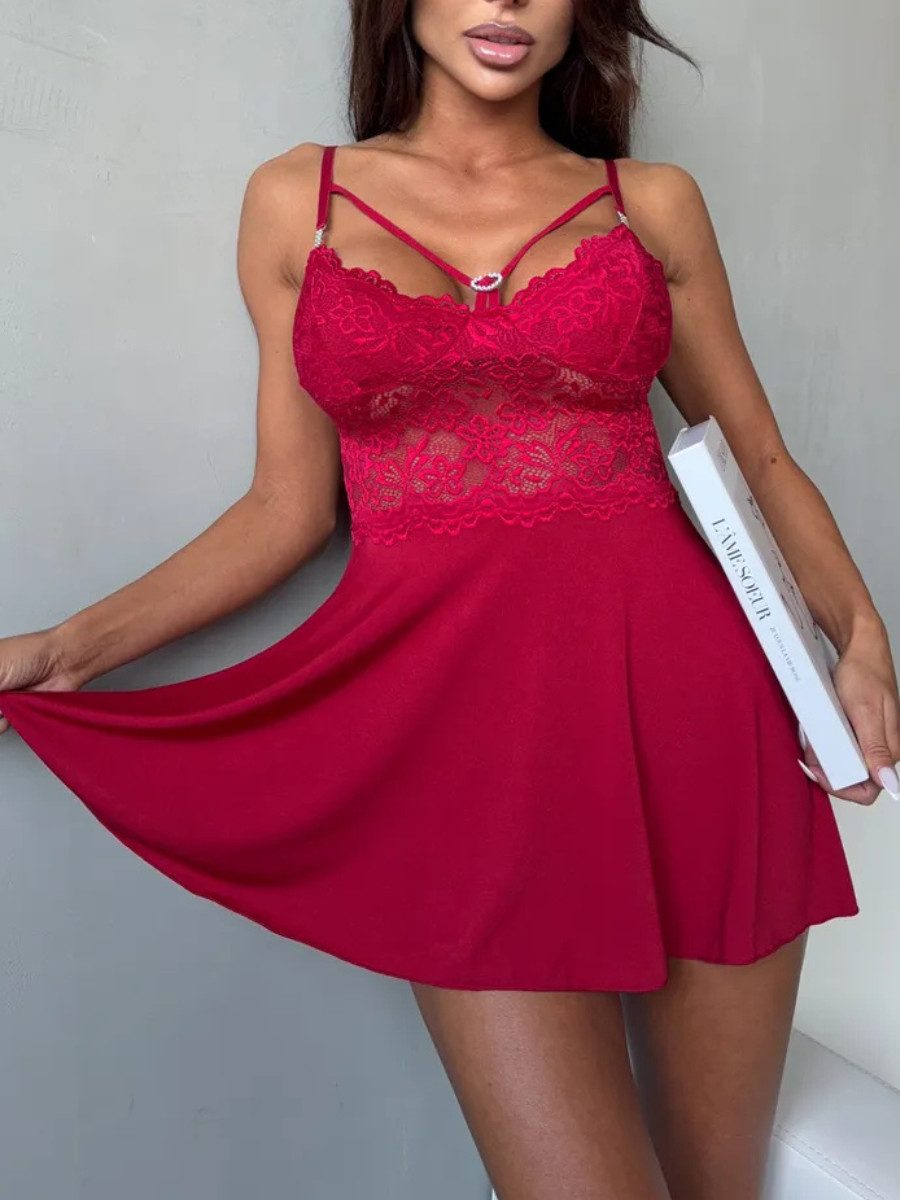 Elegant Love Babydollkleid Sexy Damen-Spitzen-Nachthemd – Sinnliches Negligé Nachtwäsche für Zuhause und besondere Anlässe