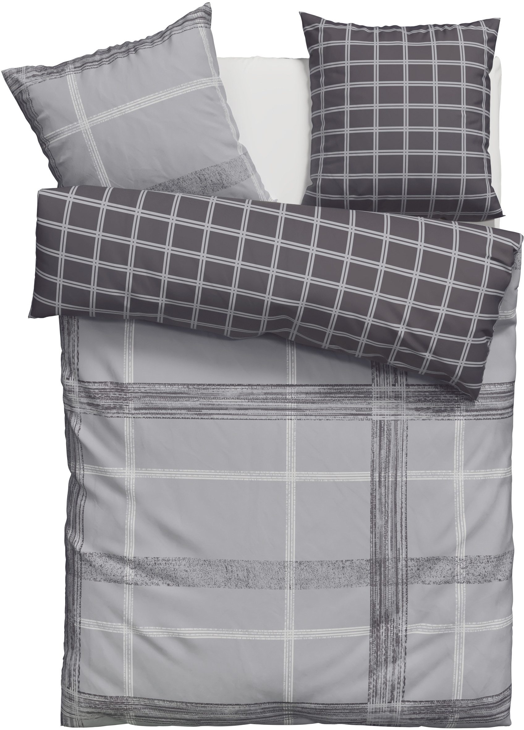 Bruno Banani Wendebettwäsche Tova, Renforcé, 2 teilig, in Gr. 135x200 oder 155x220 cm, 100% Baumwolle, Karo-Design