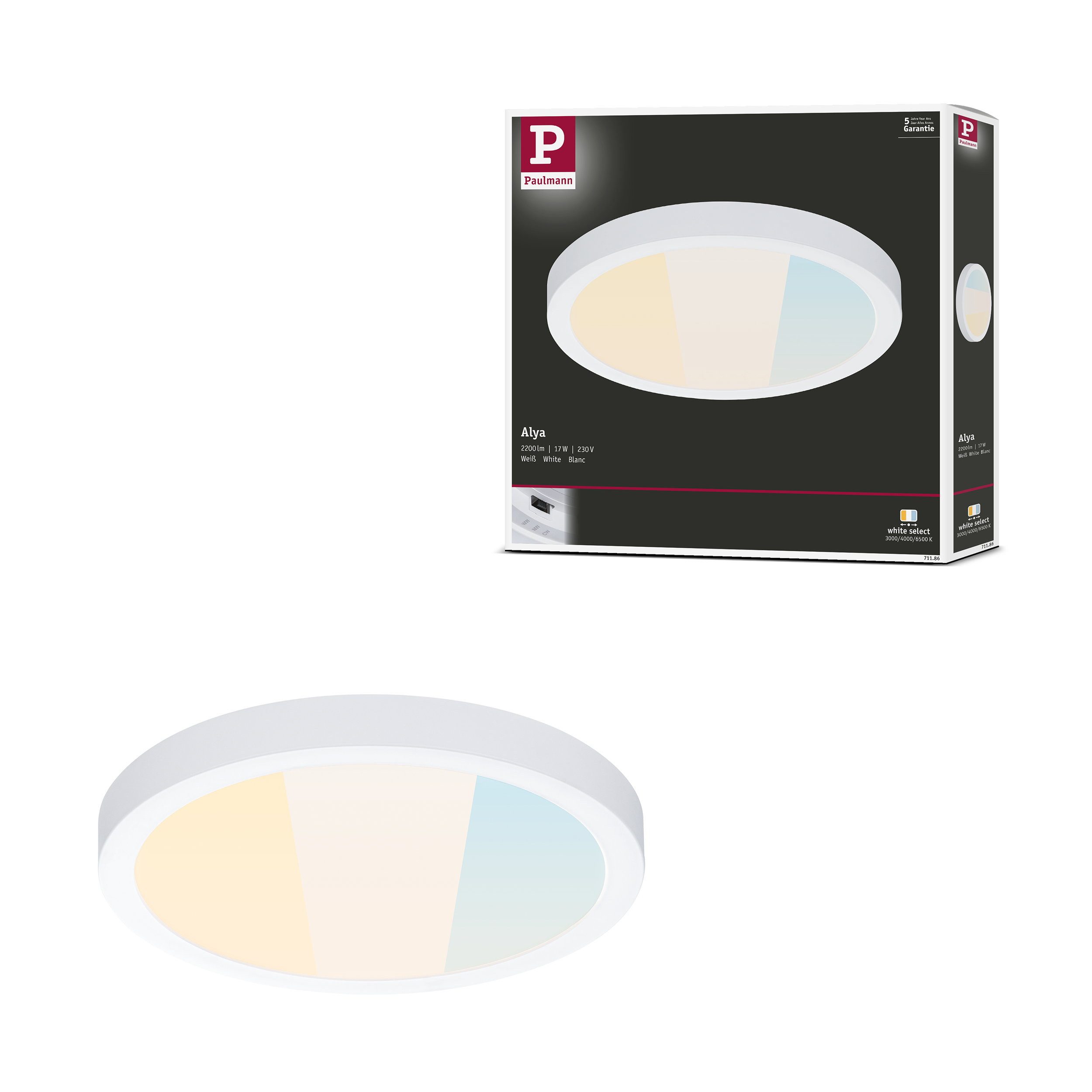 Paulmann LED Panel LED Panel Alya rund 230 mm 17W 1700lm White Select Weiß