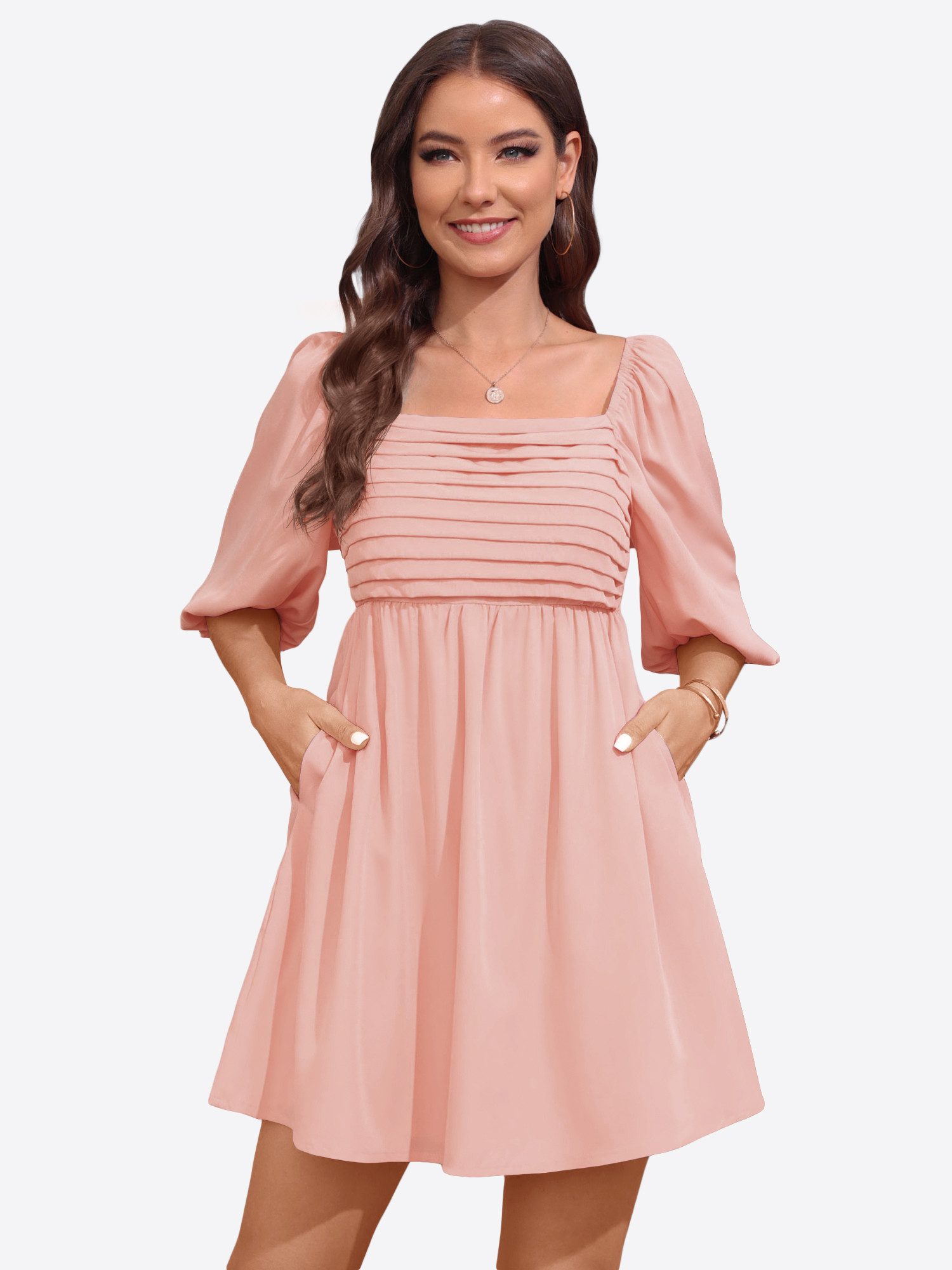 Imily Bela Babydollkleid Damen Lässiges rückenfreies Kleid (Packung, 1-tlg., 1per-Pack) Einfarbig