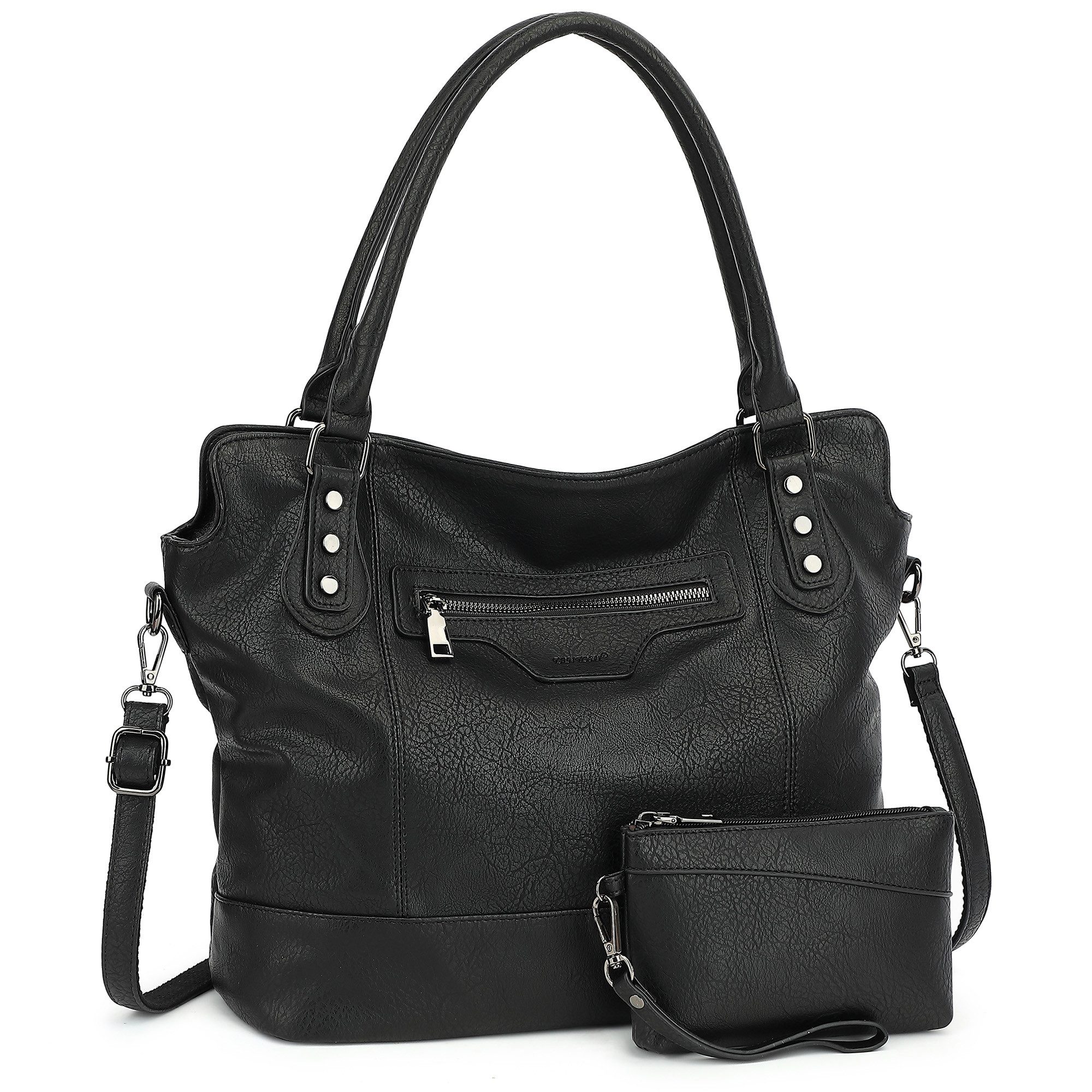 TAN.TOMI Handtasche Damen Schultertasche - Set Shopper Umhängetasche Henkeltasche, Mit abnehmbarem Schultergurt für Einkauf Reise Büro Schule