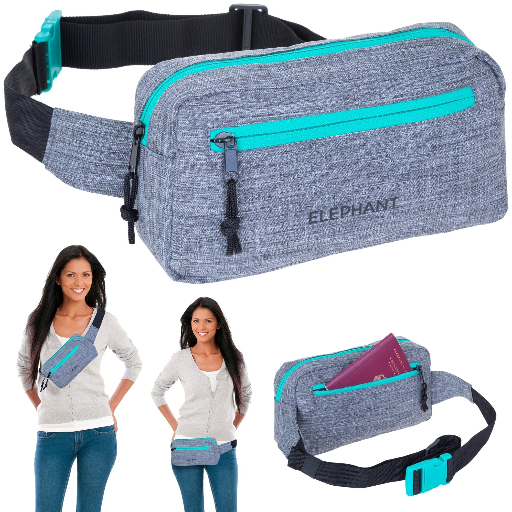 ELEPHANT Bauchtasche Hüfttasche Crossbag Elephant Travel Gürteltasche, Outdoor Tasche Gassi Bag Waist Bag Damen Herren Reise
