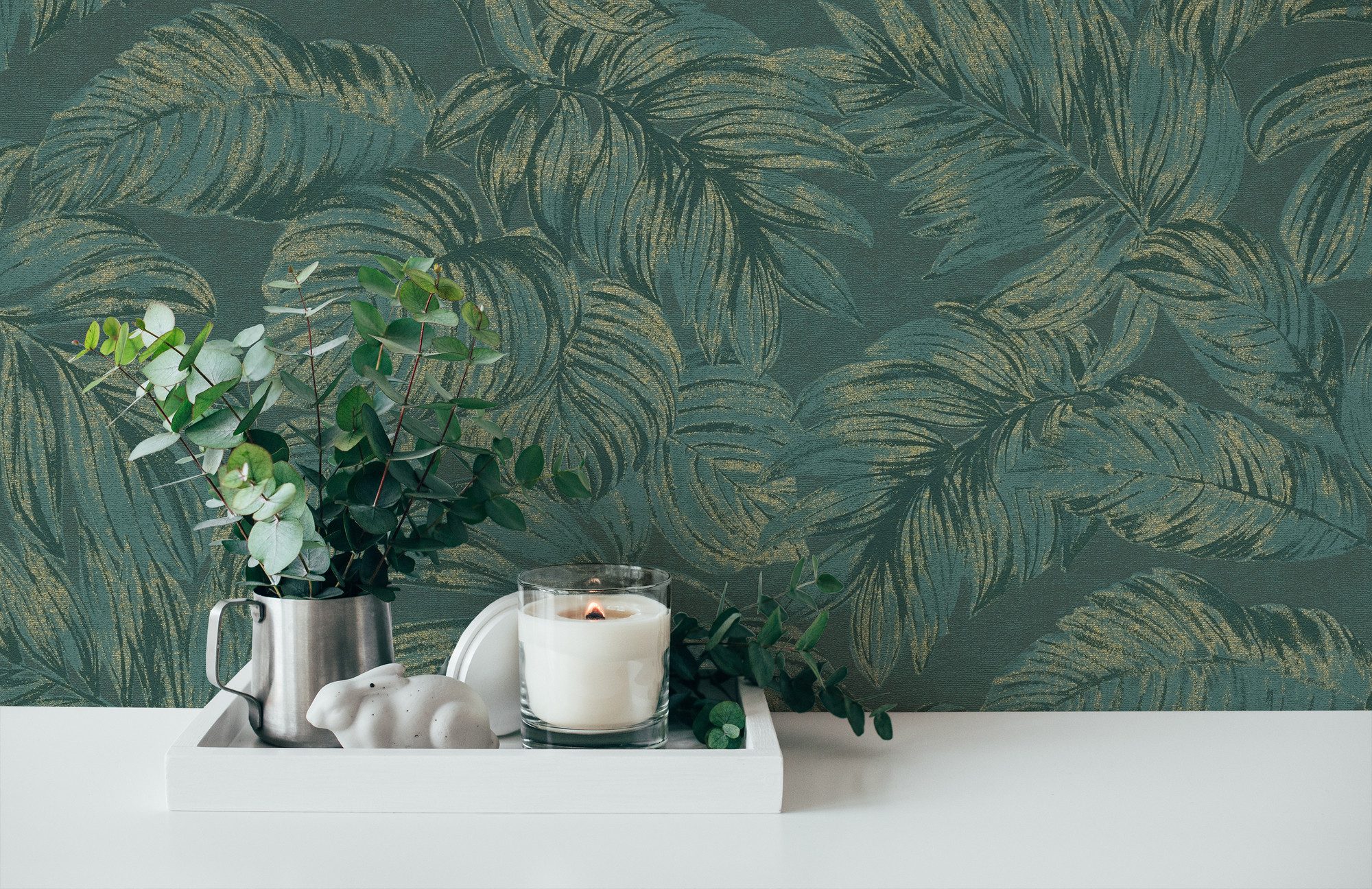 A.S. Création Vliestapete Casual Living florale Tapete Mustertapete Blätter Blattmuster, strukturiert, matt, (1 St), Vliestapete Blättertapete für Schlafzimmer  – Bild 3 von 5