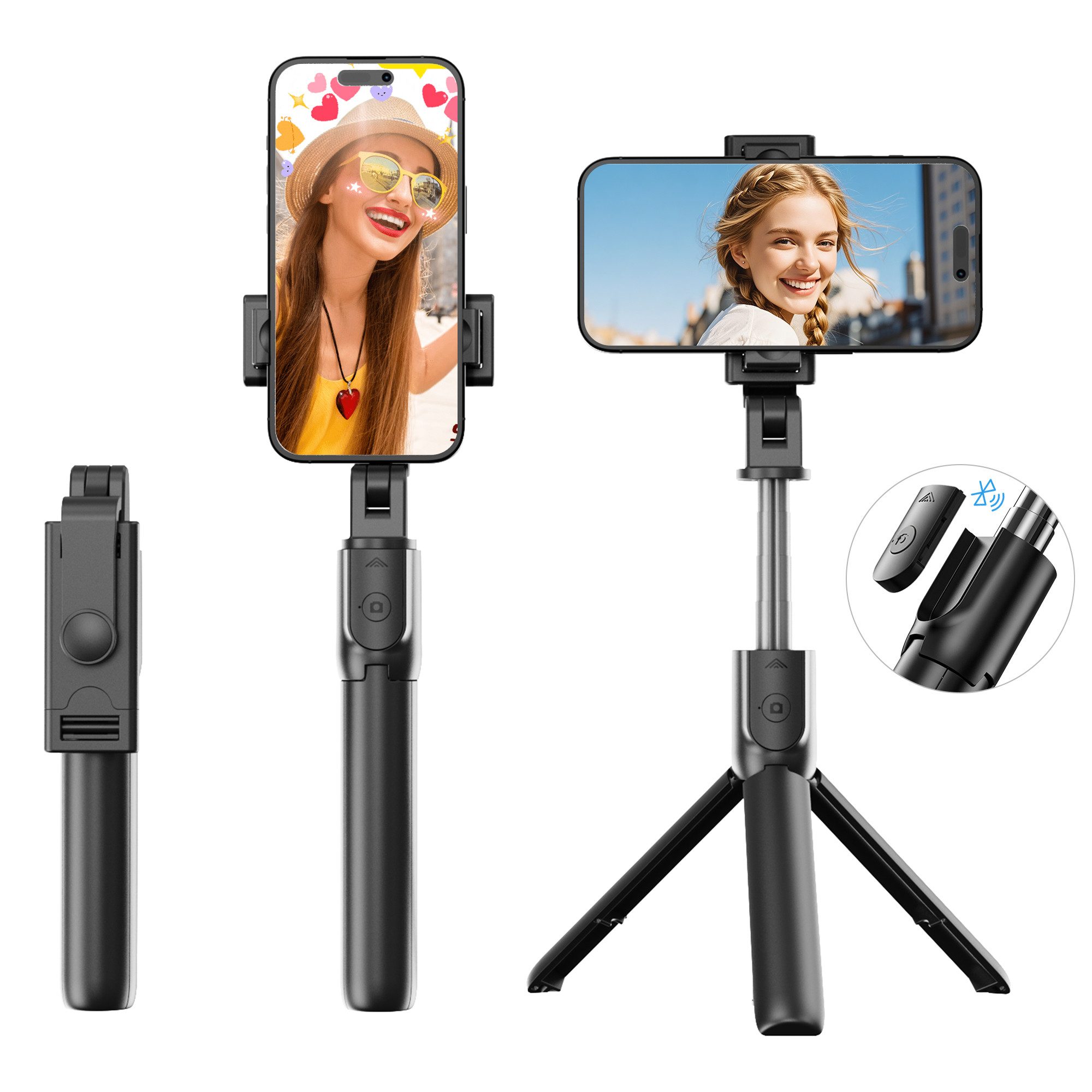 Handy-Halterung Bluetooth Selfie-Stick Stativ Erweiterbar Selfie Stange