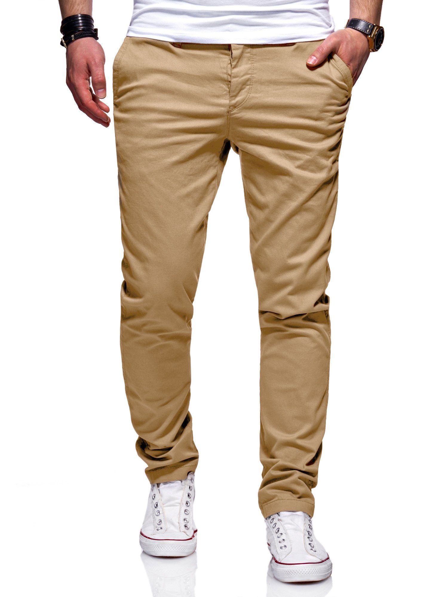 Basic behype MPBISTER Regular Slim-Fit Stretch Chinohose Hose Light Beige