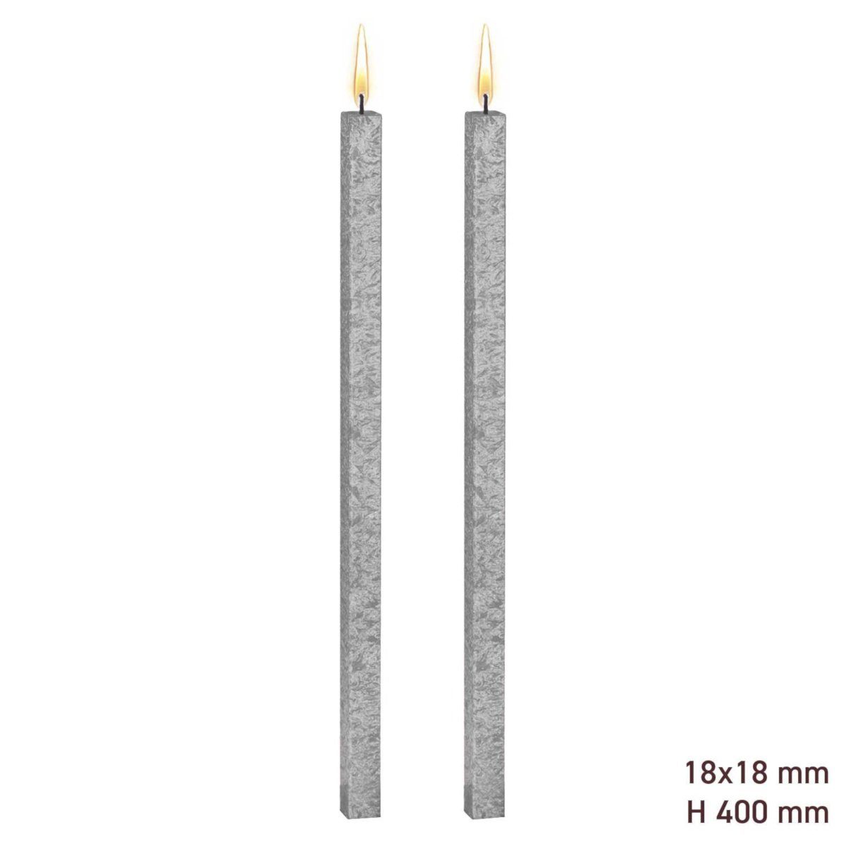 Amabiente Tafelkerze Kerze CLASSIC silbergrau 40cm - 2er Set