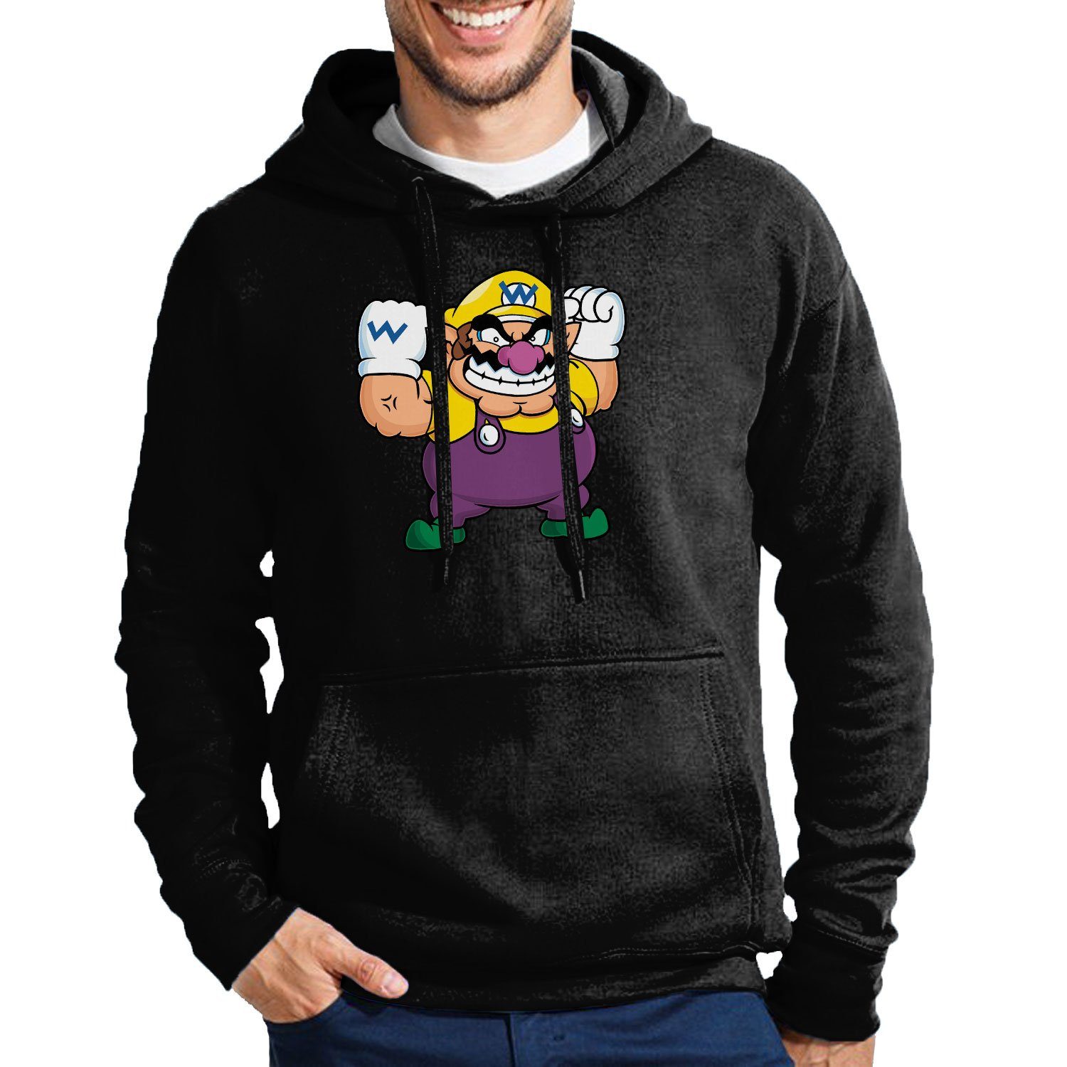 Blondie & Brownie Hoodie Herren Wario Mario Gumba Luigi Yoshi Gaming Mit Kapuze Schwarz