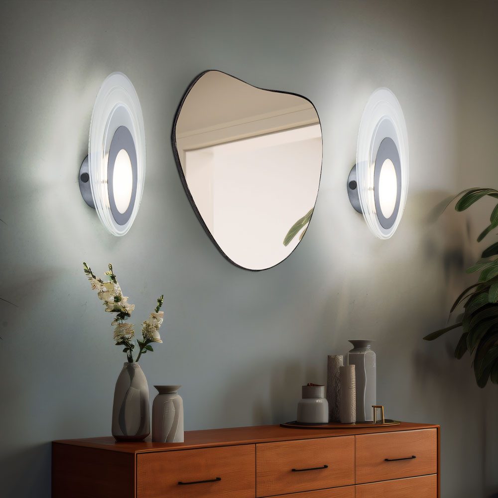 Esto LED Wandleuchte, LED-Leuchtmittel fest verbaut, Warmweiß, Wandlampe Esszimmerleuchte Glas satiniert oval LED warmweiß L 28 cm