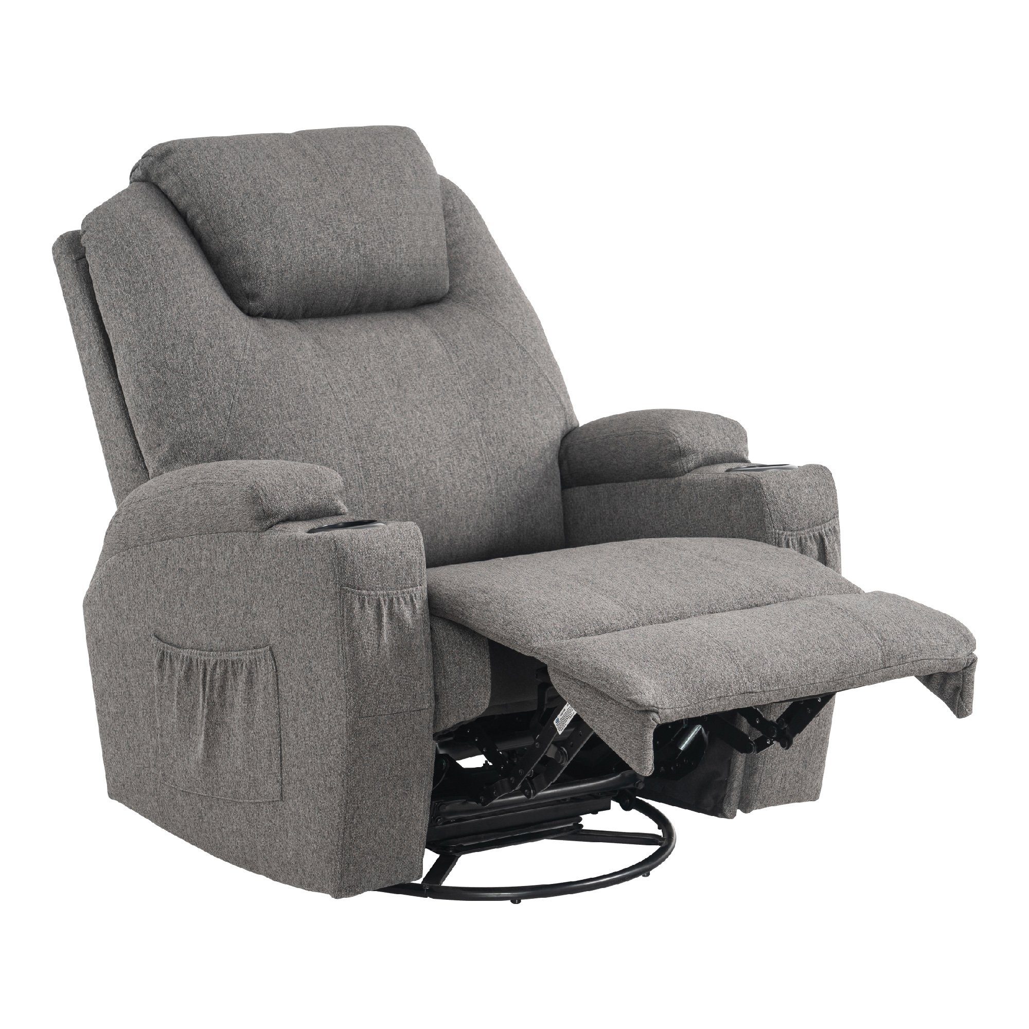 MCombo Relaxsessel MCombo manuell schwenkbar, mit Relaxsessel × TV-Sessel 92 109 drehbar 360° und manuell, Massagesessel 7020, 100 × cm Heizung, Grau